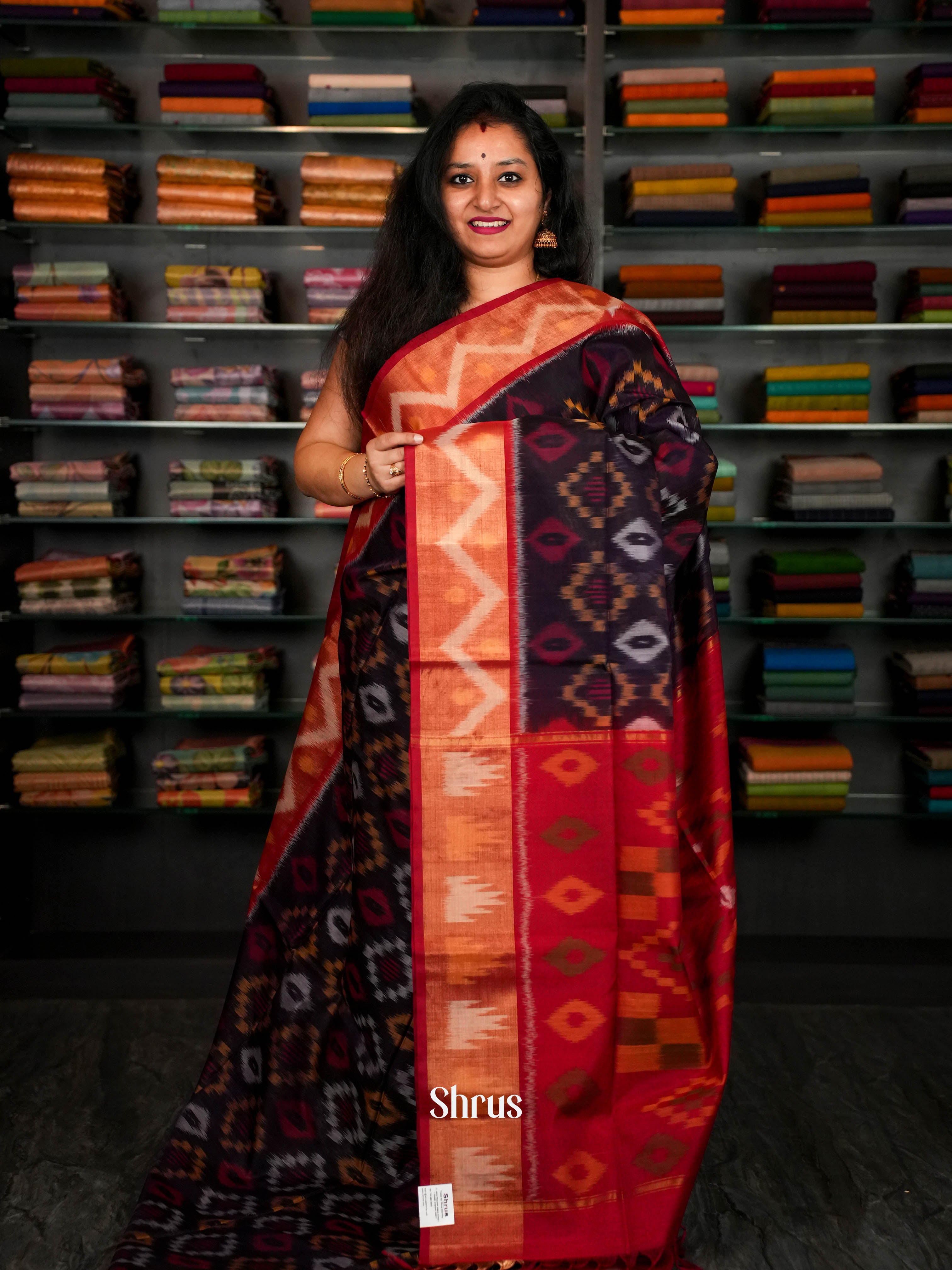 Purple & Red - Pochampally sico Saree - Shop on ShrusEternity.com