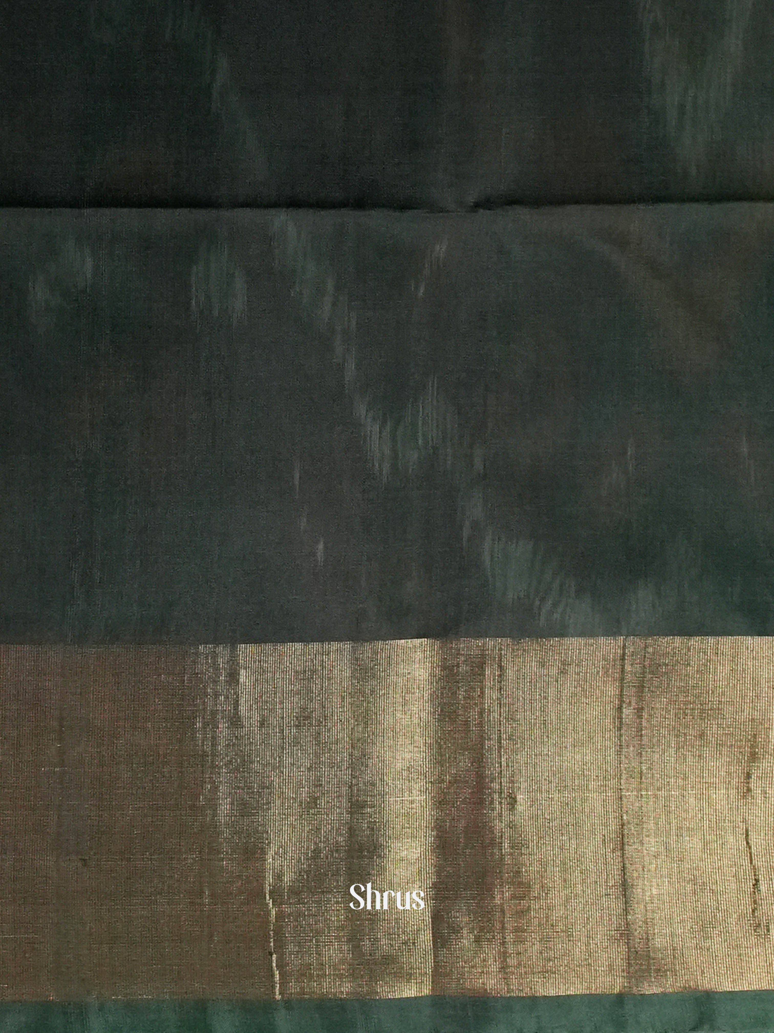 Cream & Forest Green - Pochampally sico Saree - Shop on ShrusEternity.com