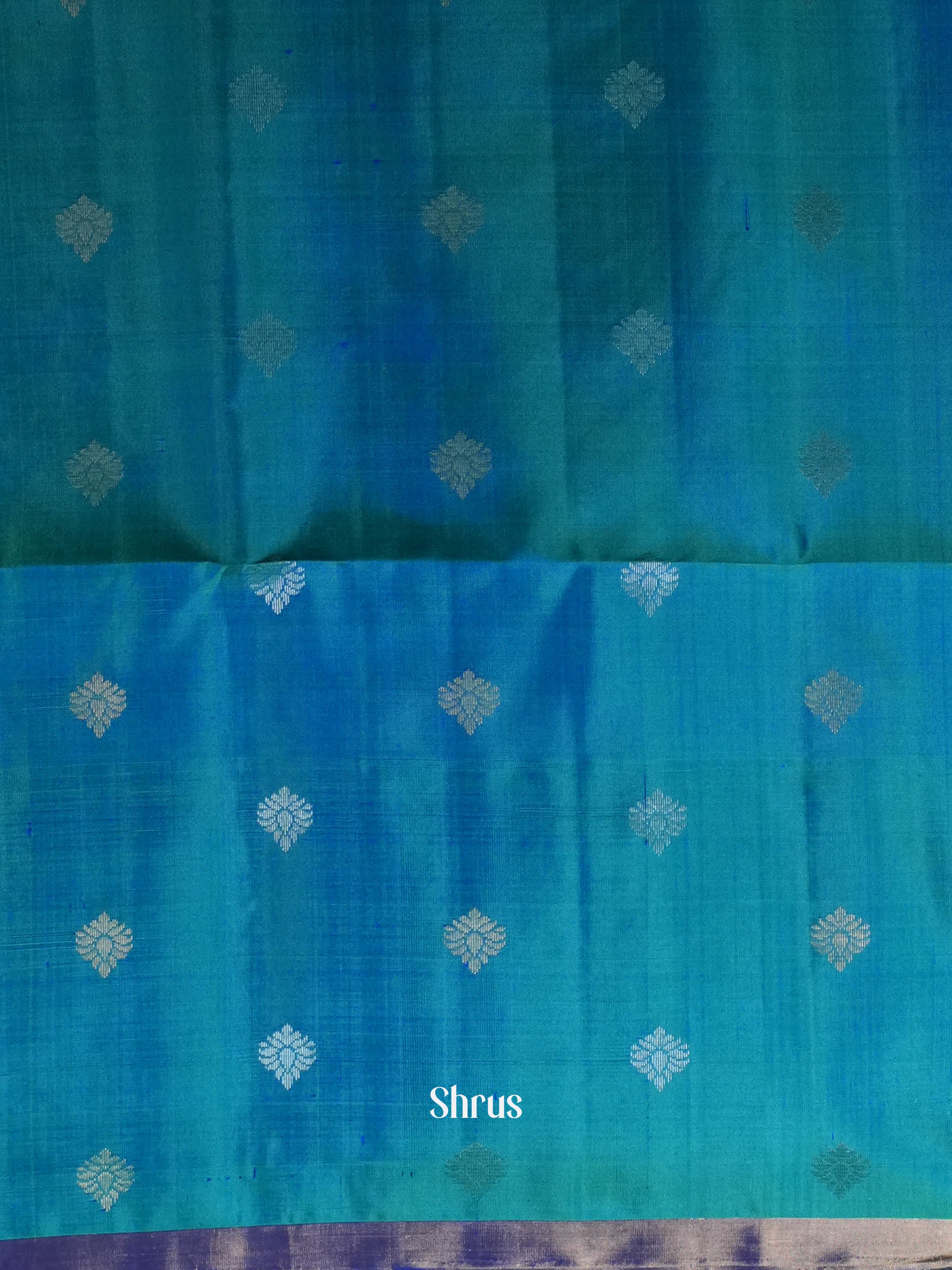 Purple & Teal - Soft Silk Saree - Shop on ShrusEternity.com