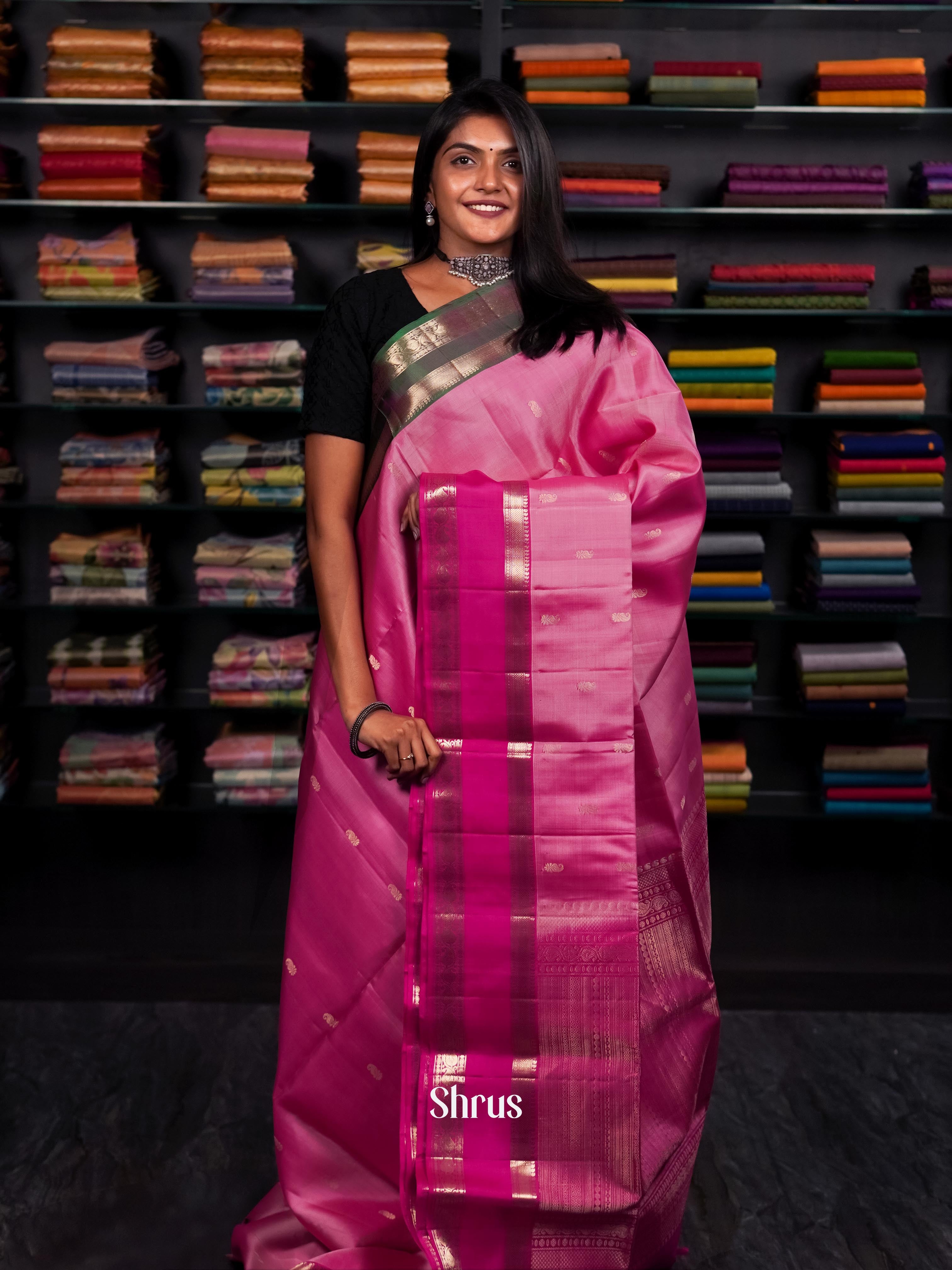 Rosy Pink & Ganga Jamuna - Soft Silk saree - Shop on ShrusEternity.com