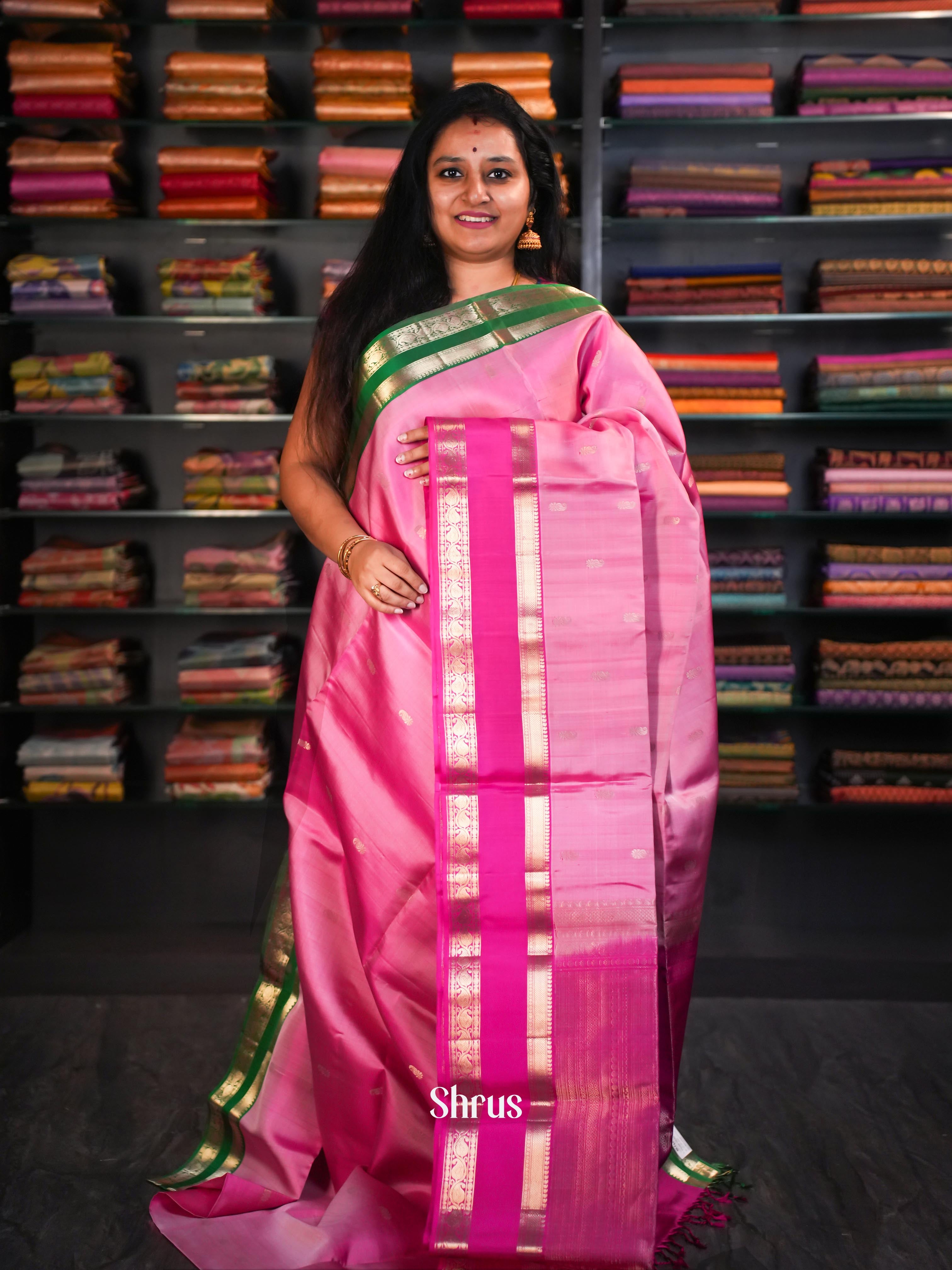 Rosy Pink & Ganga Jamuna - Soft Silk saree - Shop on ShrusEternity.com