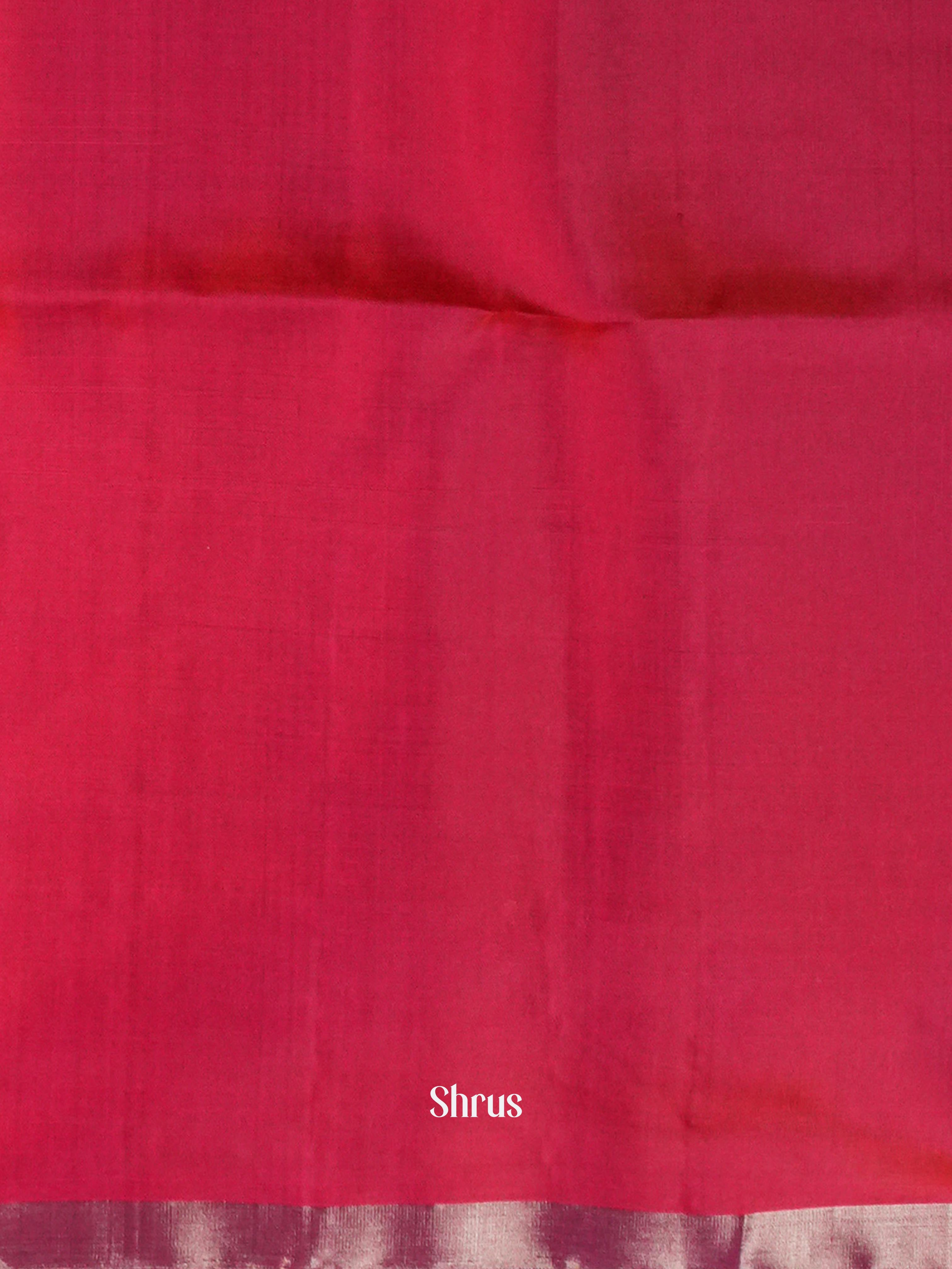 Peacock Blue & Rosy Red - Soft Silk Saree-2