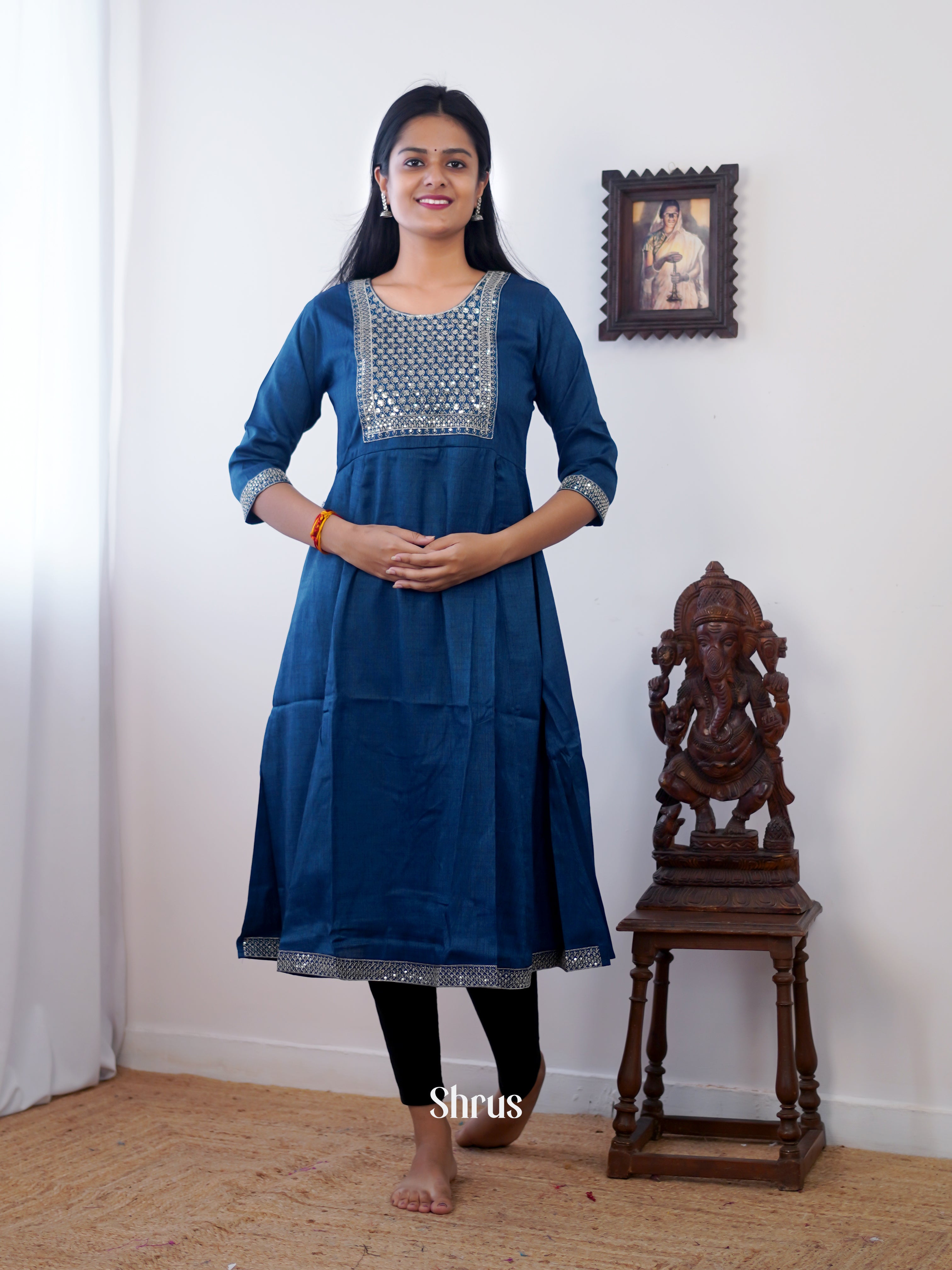 Blue- Readymade Kurti - Shop on ShrusEternity.com
