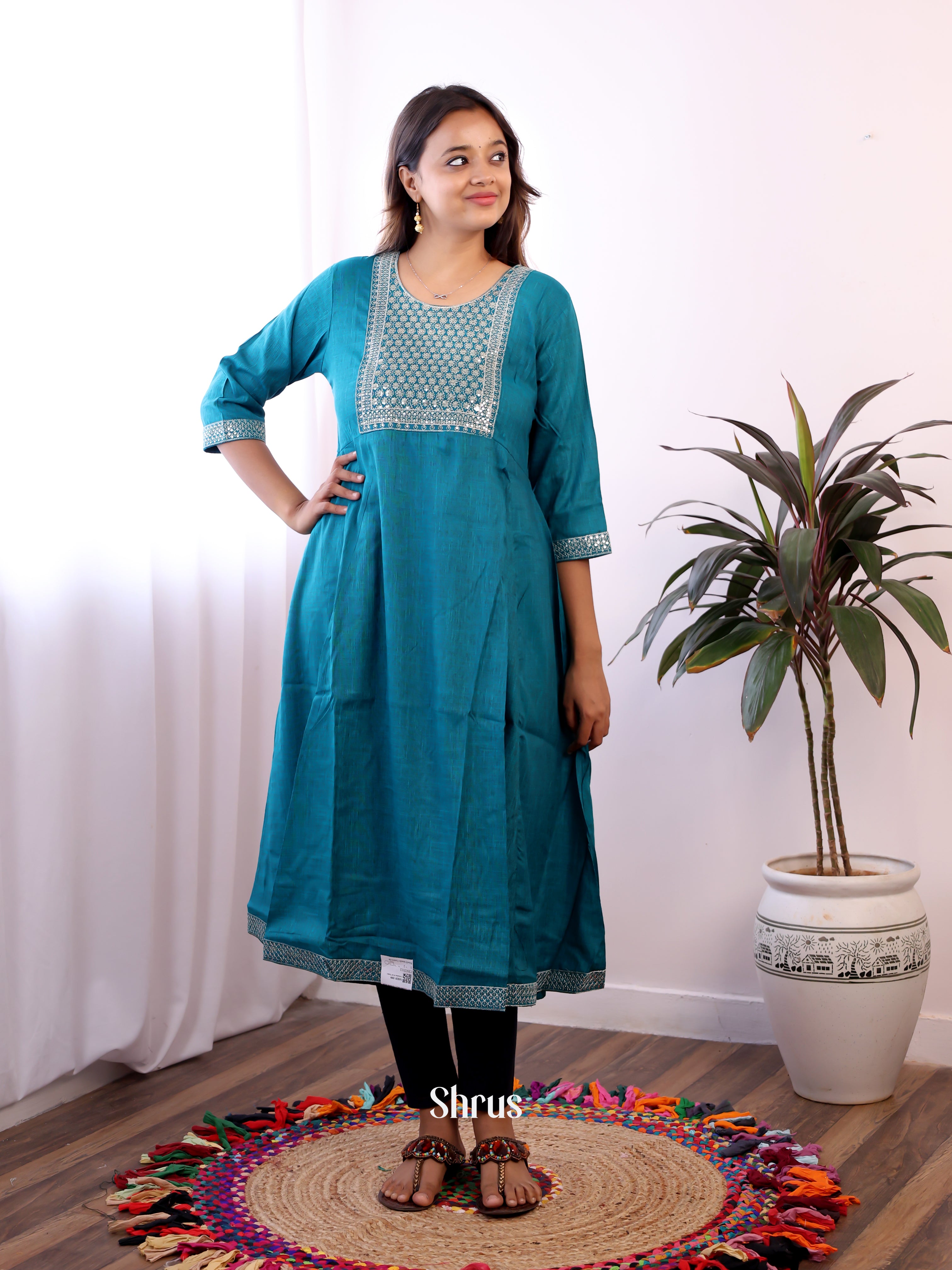 Blue - Readymade kurti - Shop on ShrusEternity.com