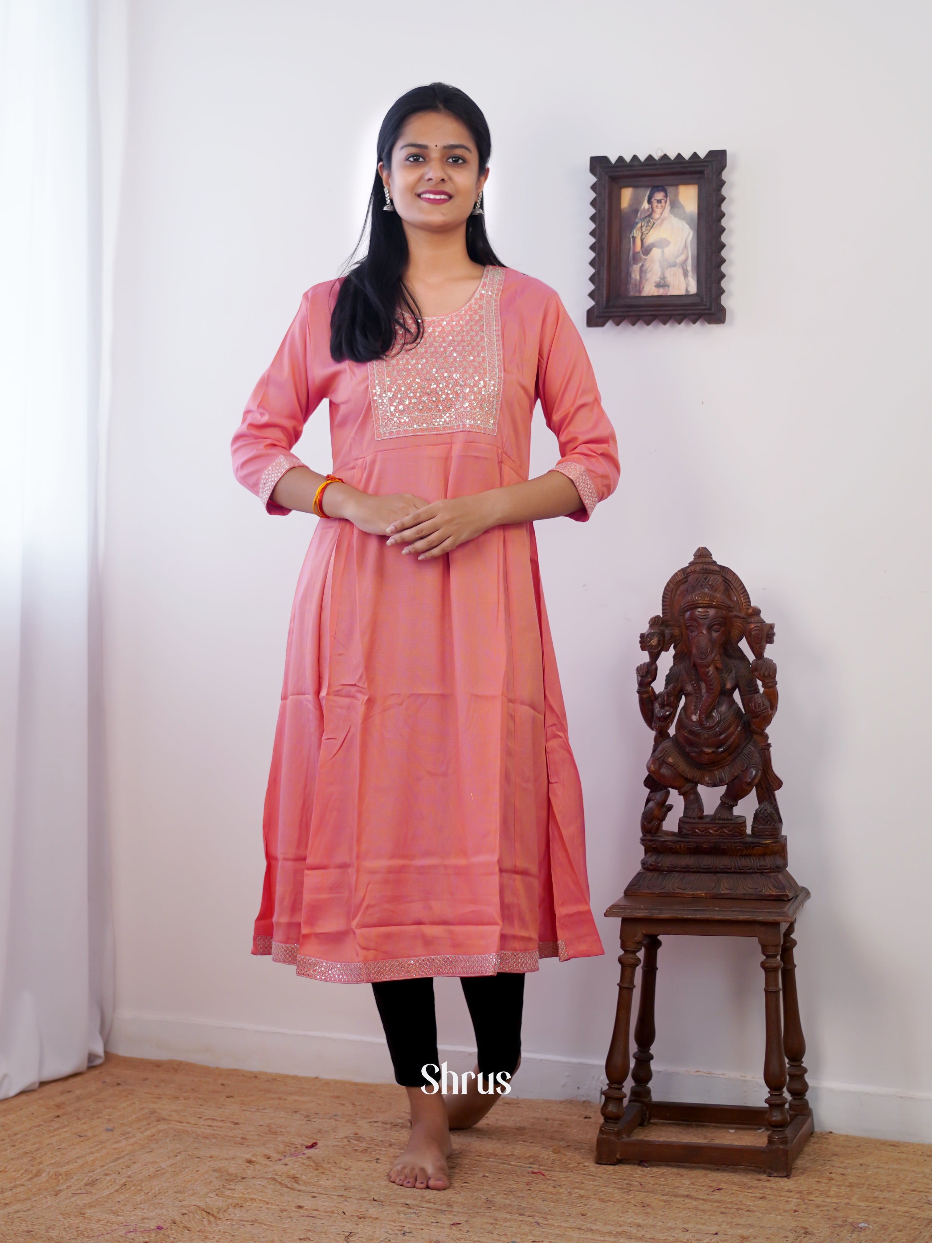 Peach - Readymade Kurti - Shop on ShrusEternity.com