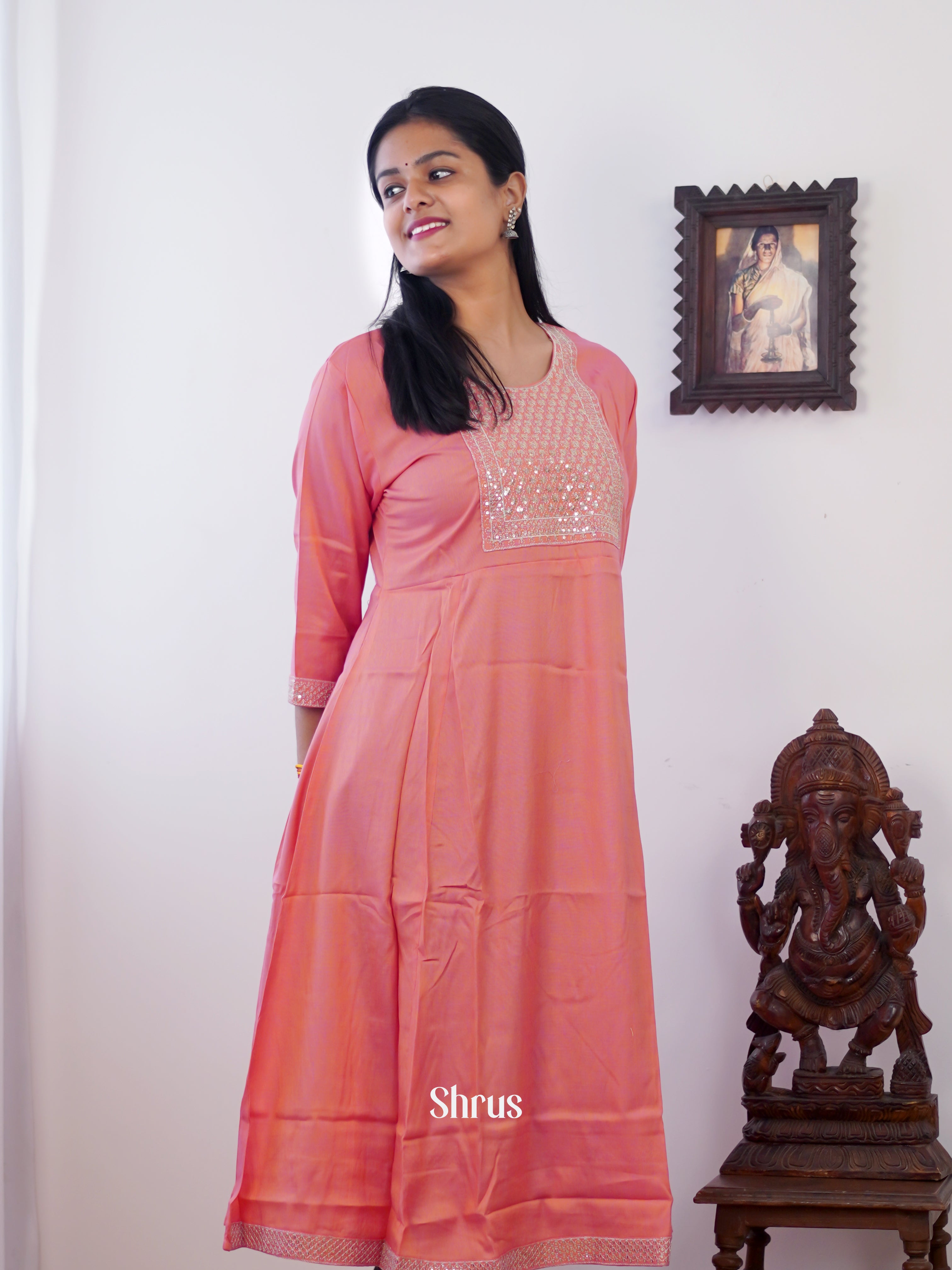 Peach - Readymade Kurti - Shop on ShrusEternity.com