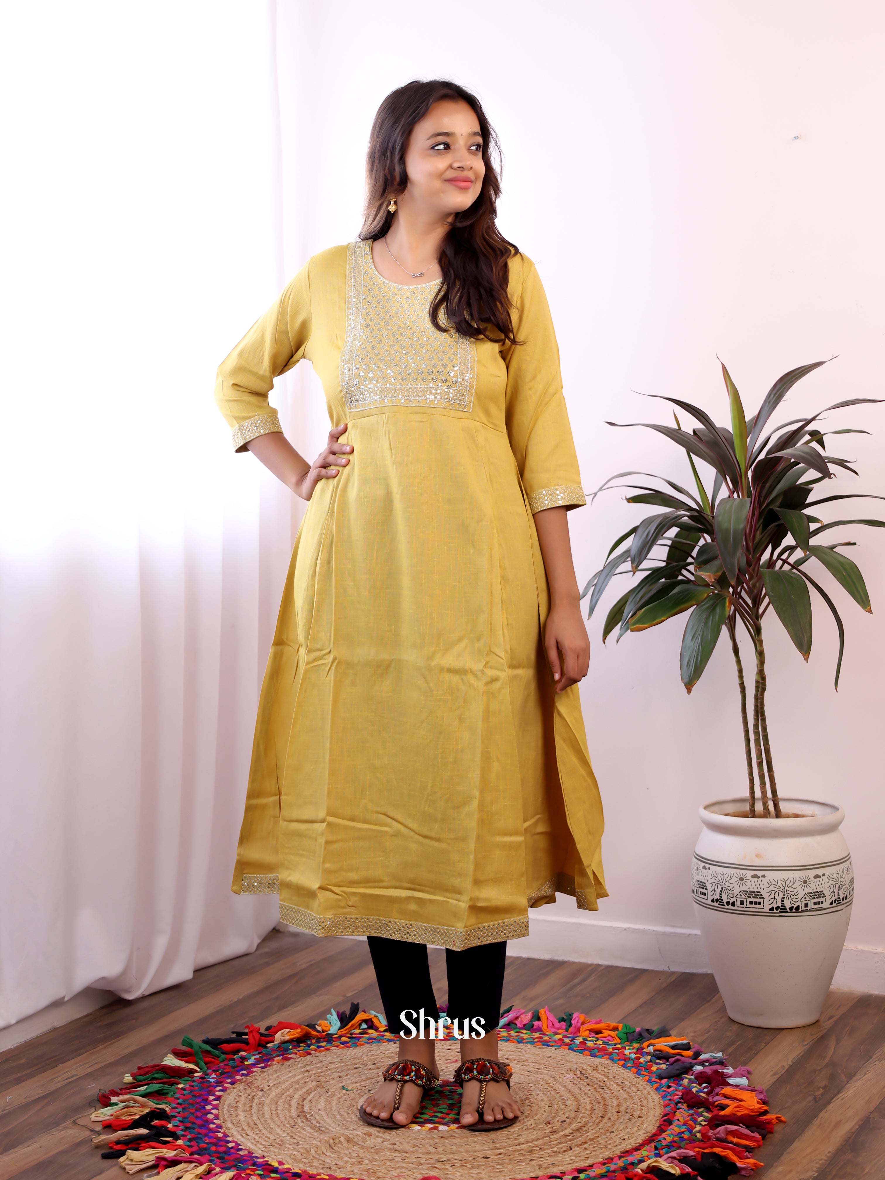 Mustard - Readymade kurti - Shop on ShrusEternity.com