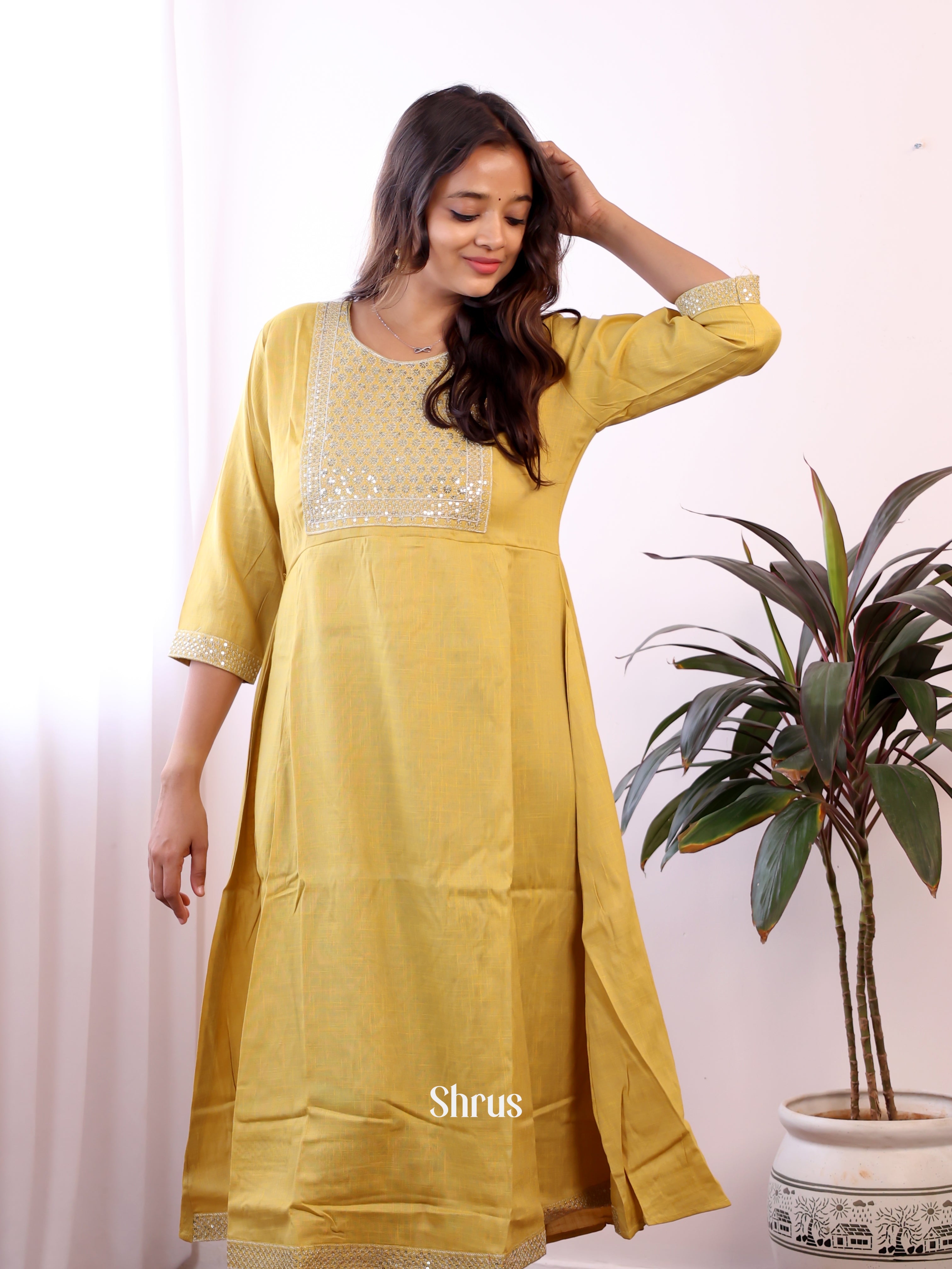 Mustard - Readymade kurti - Shop on ShrusEternity.com