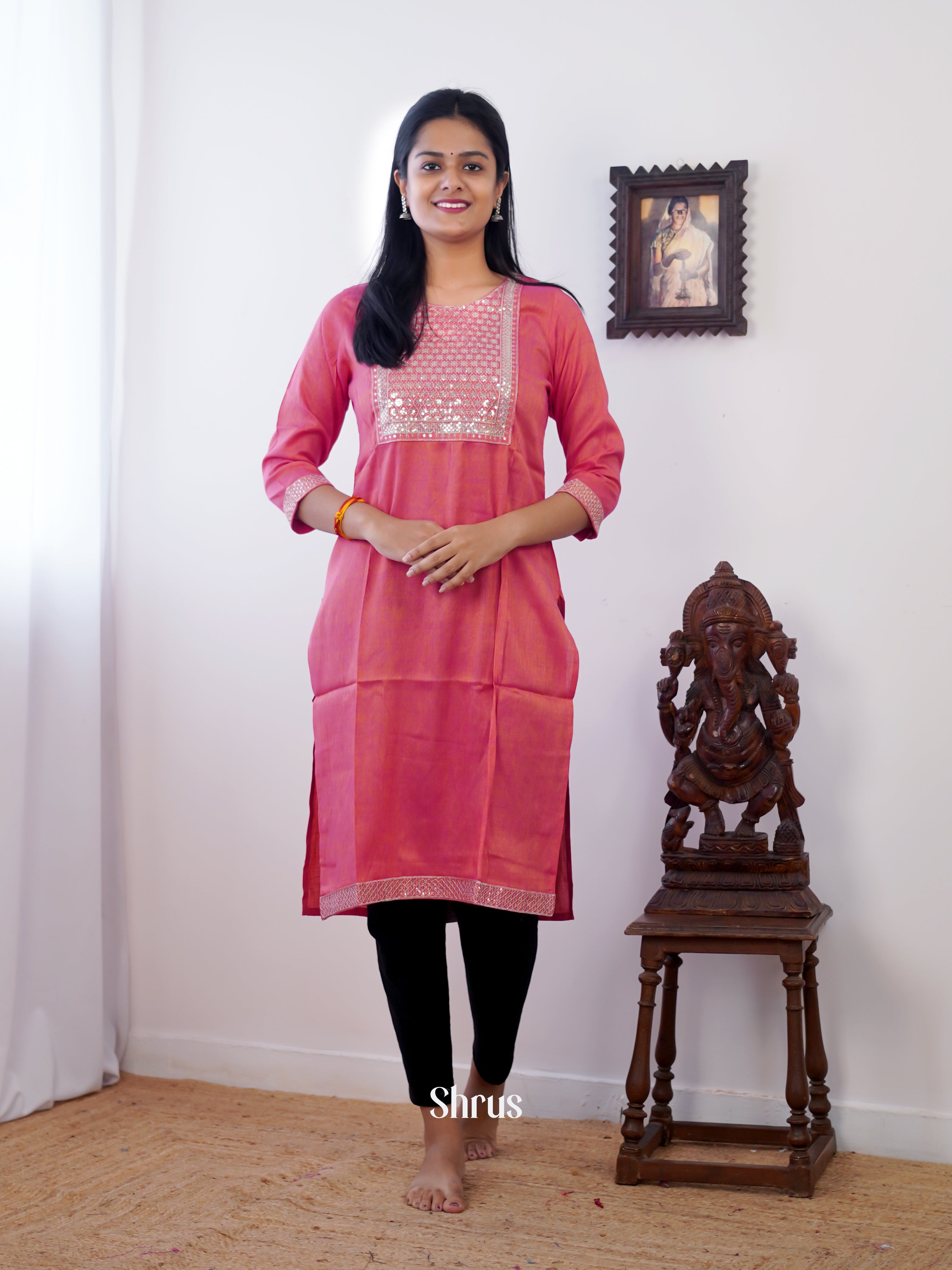 Pink - Readymade Kurti - Shop on ShrusEternity.com
