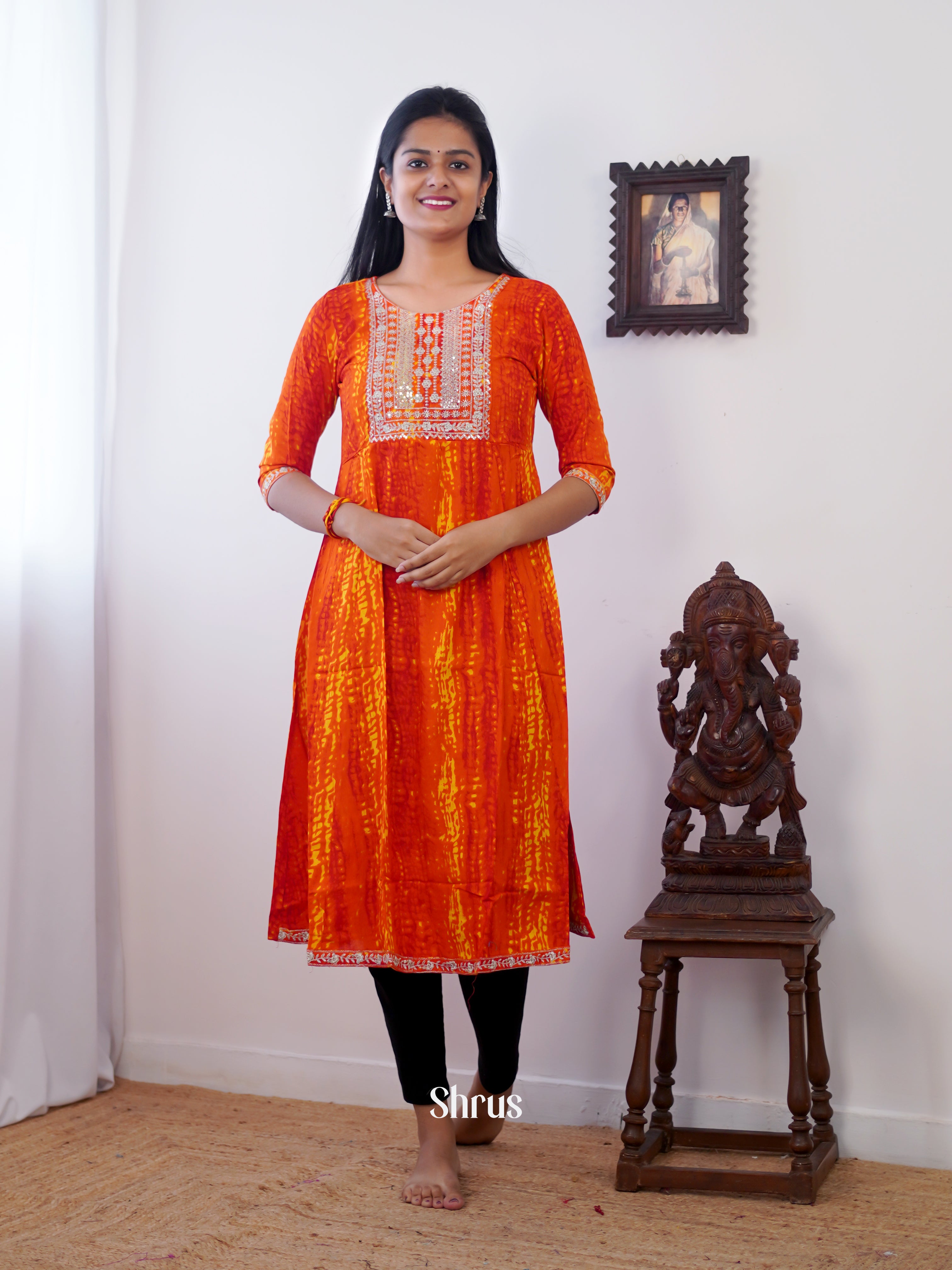 Orange - Readymade Kurti - Shop on ShrusEternity.com