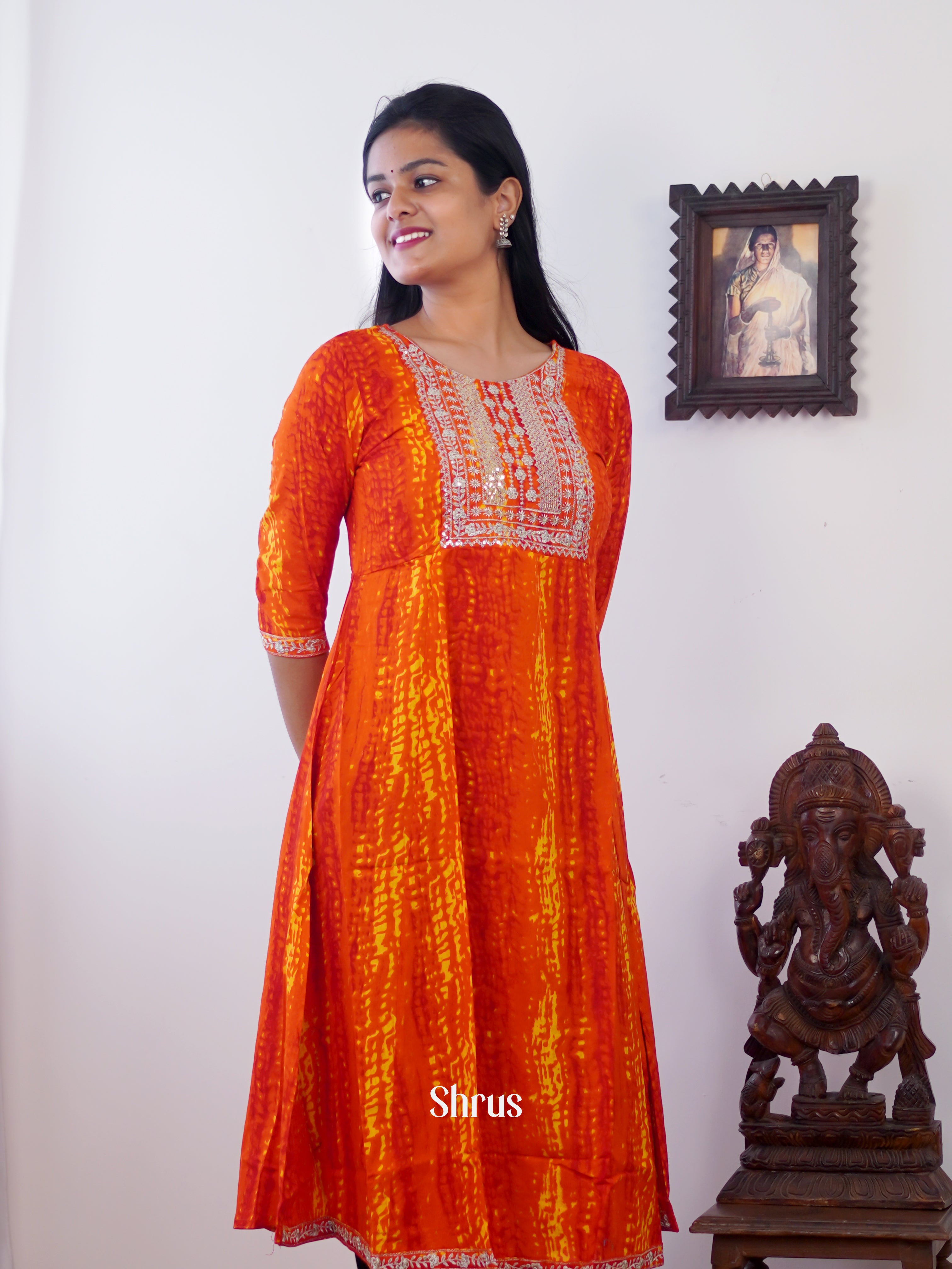 Orange - Readymade Kurti - Shop on ShrusEternity.com