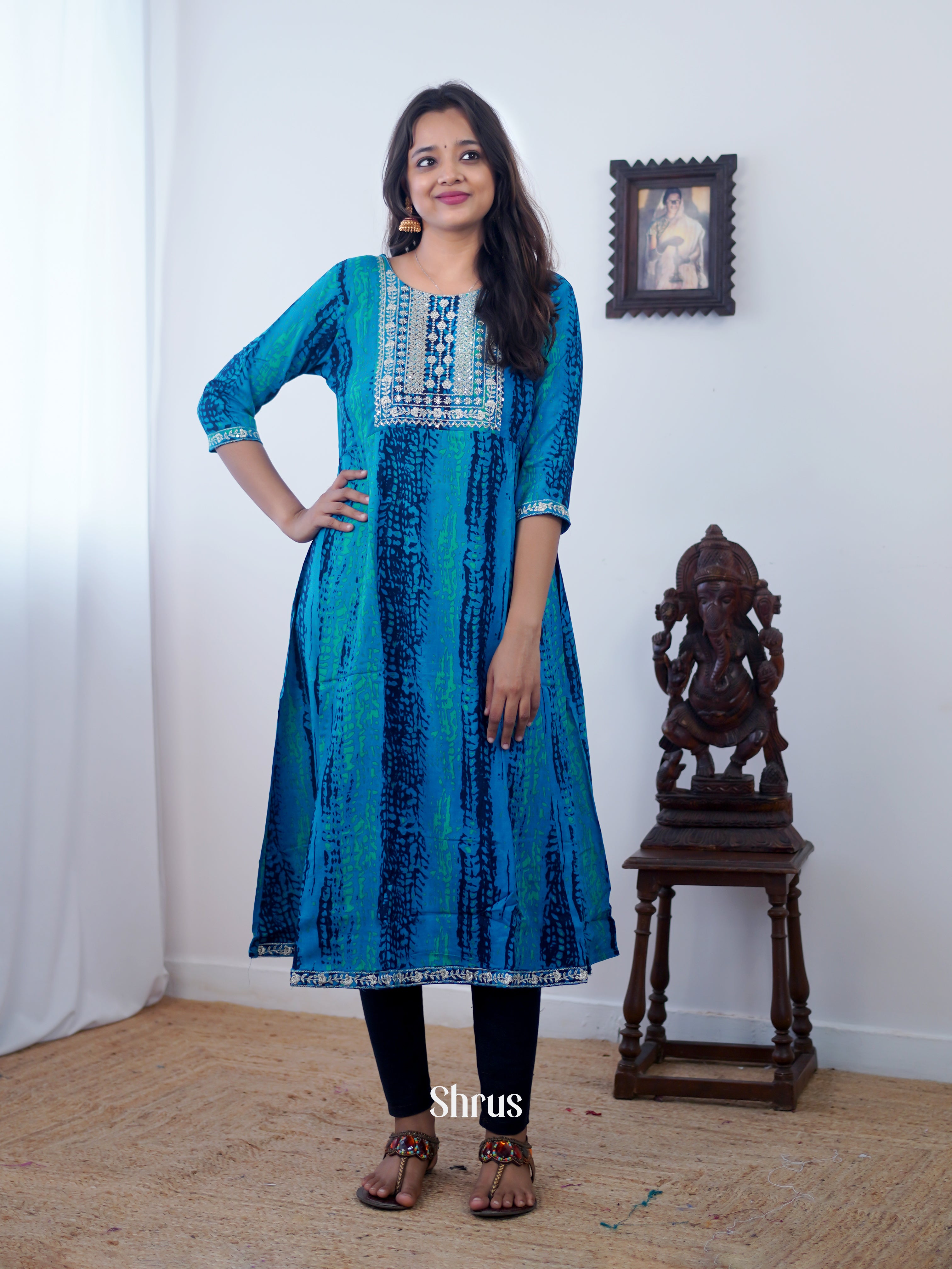 Blue - Readymade Kurti - Shop on ShrusEternity.com