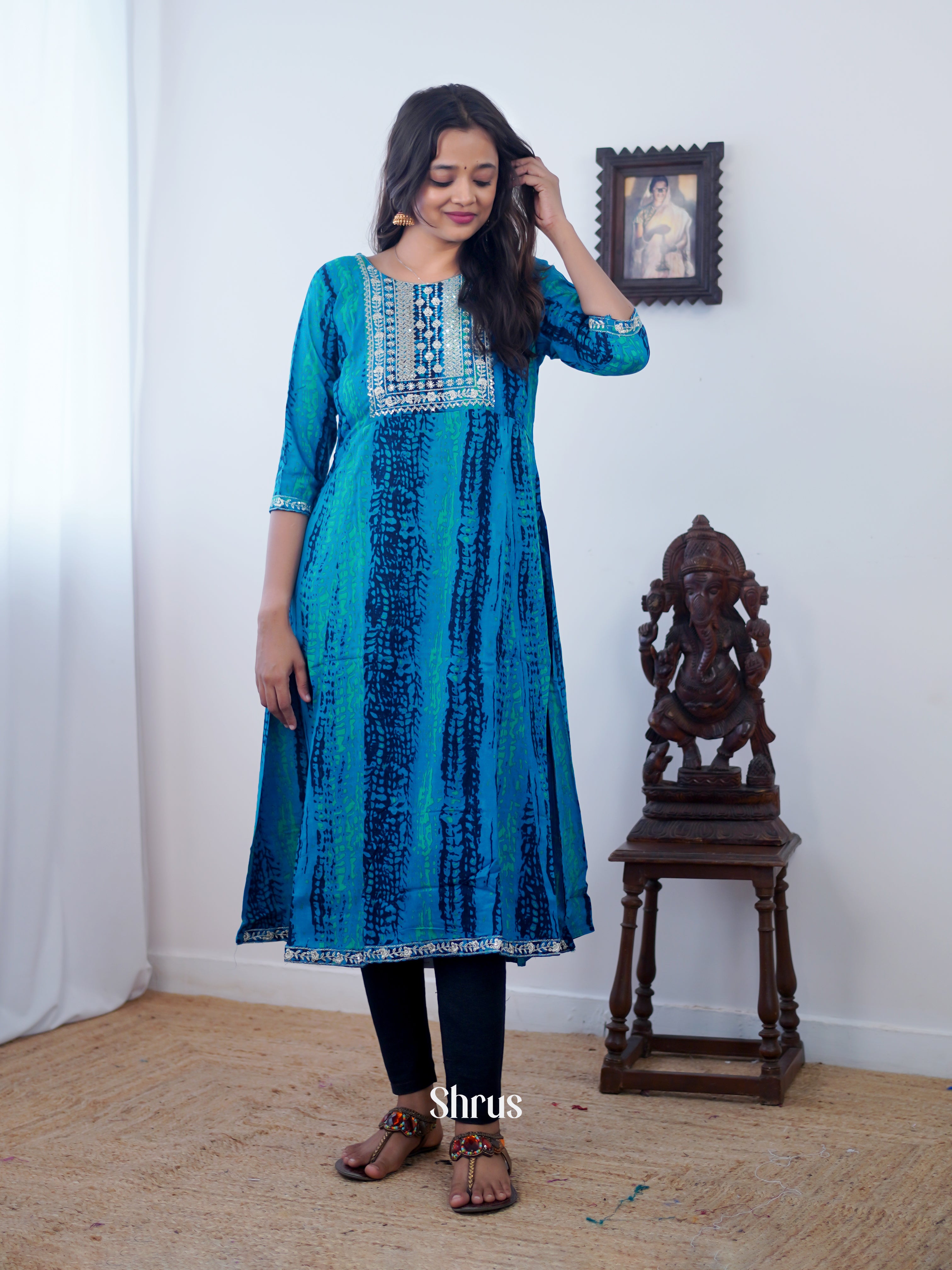 Blue - Readymade Kurti - Shop on ShrusEternity.com