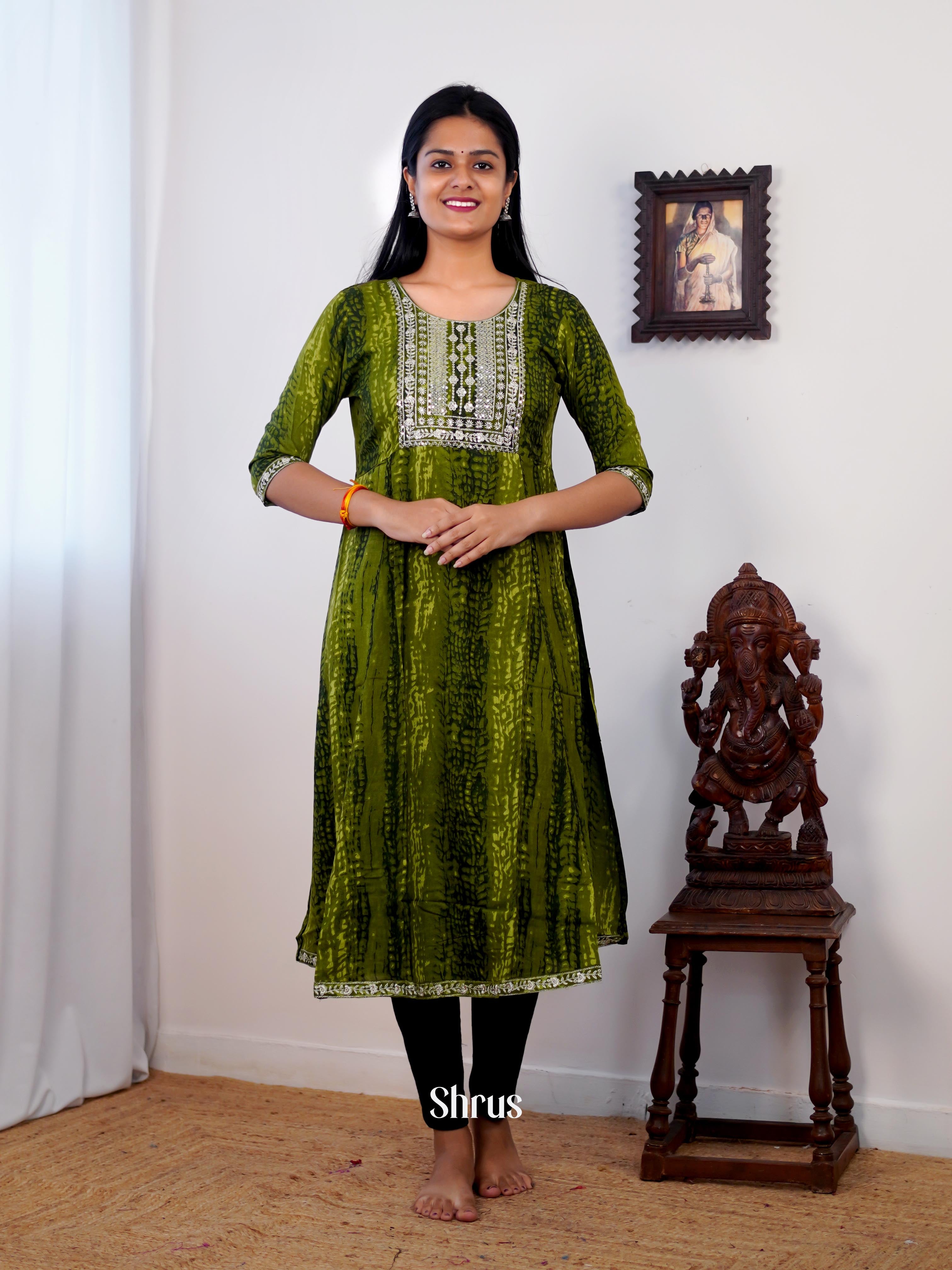 Green - Readymade Kurti - Shop on ShrusEternity.com