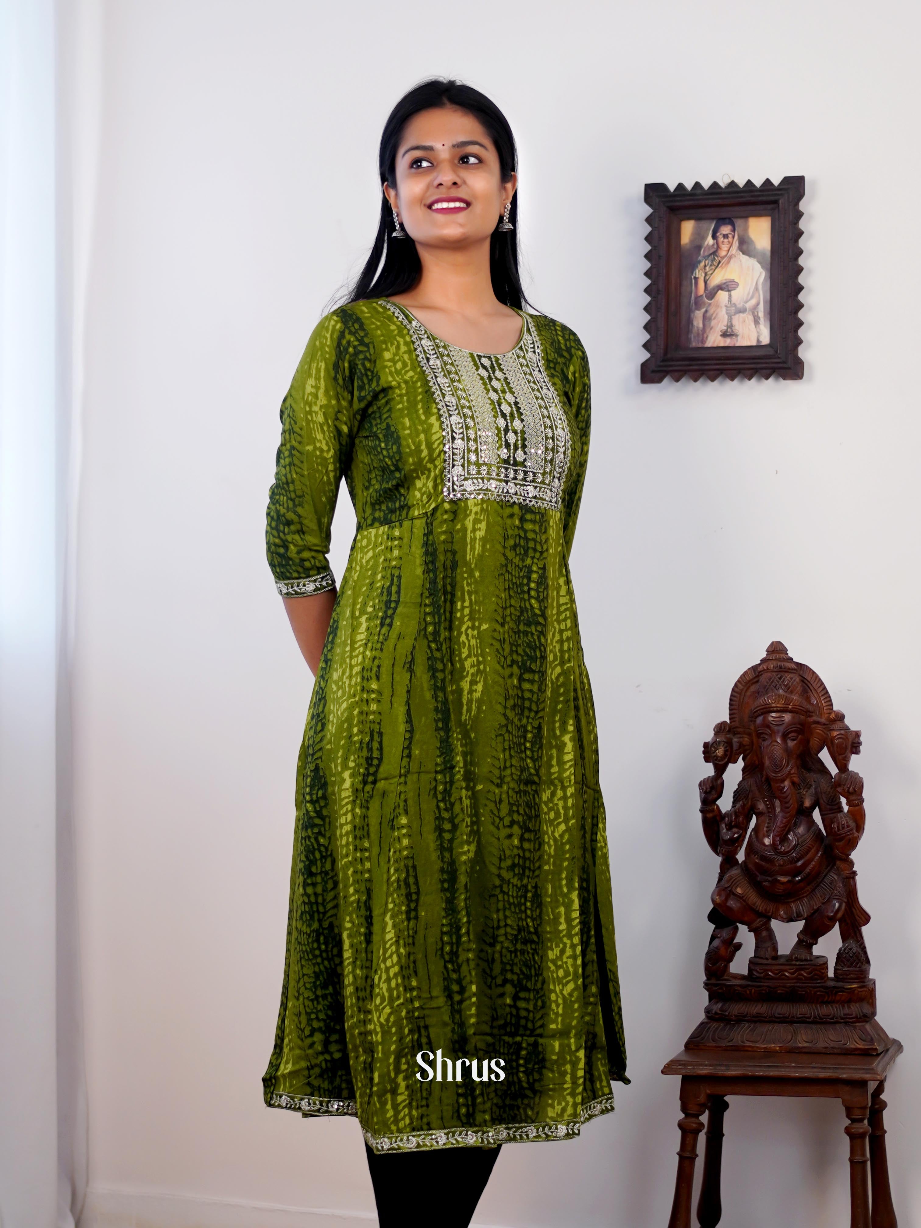 Green - Readymade Kurti - Shop on ShrusEternity.com