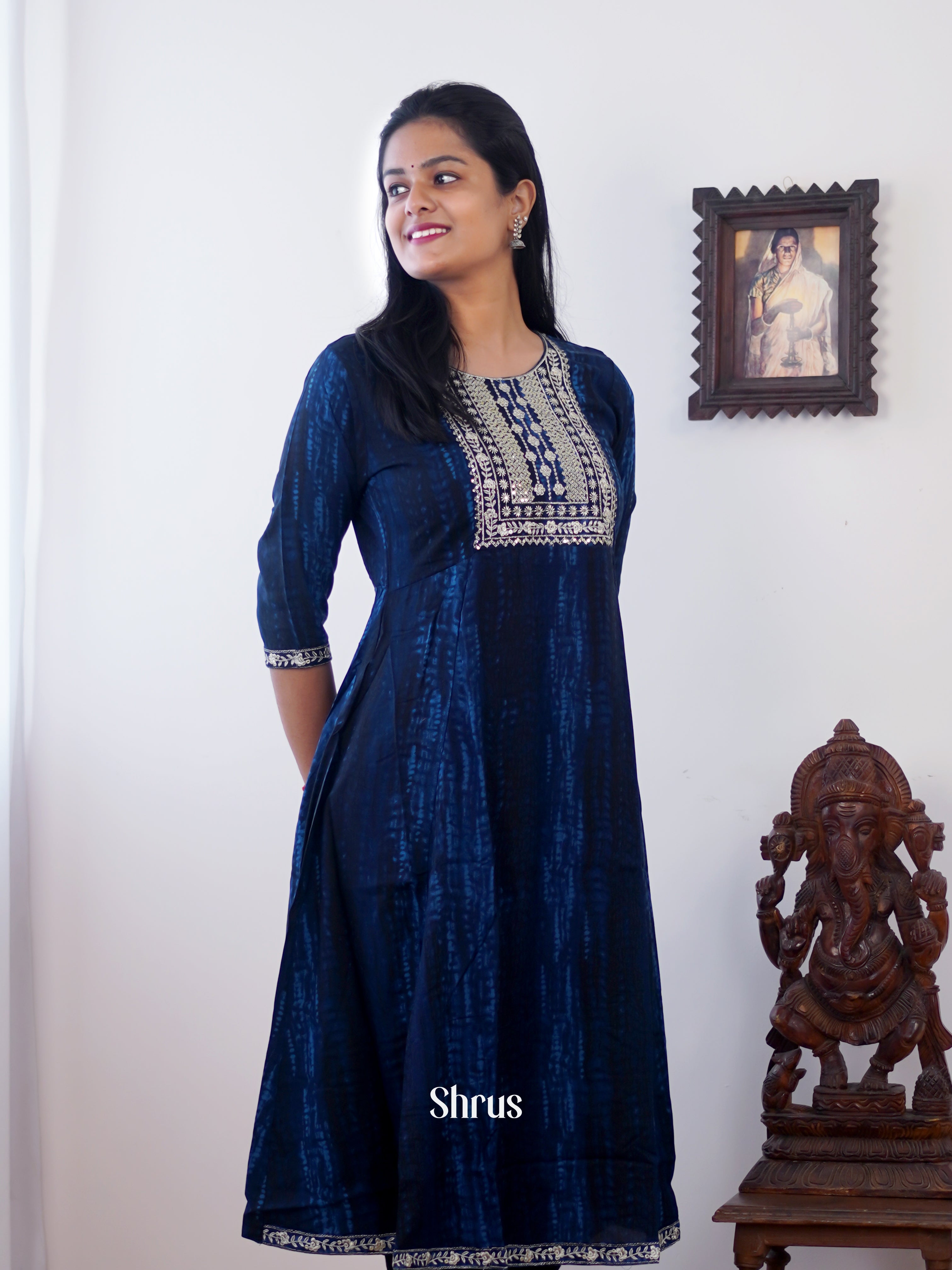 Blue - Readymade Kurti - Shop on ShrusEternity.com