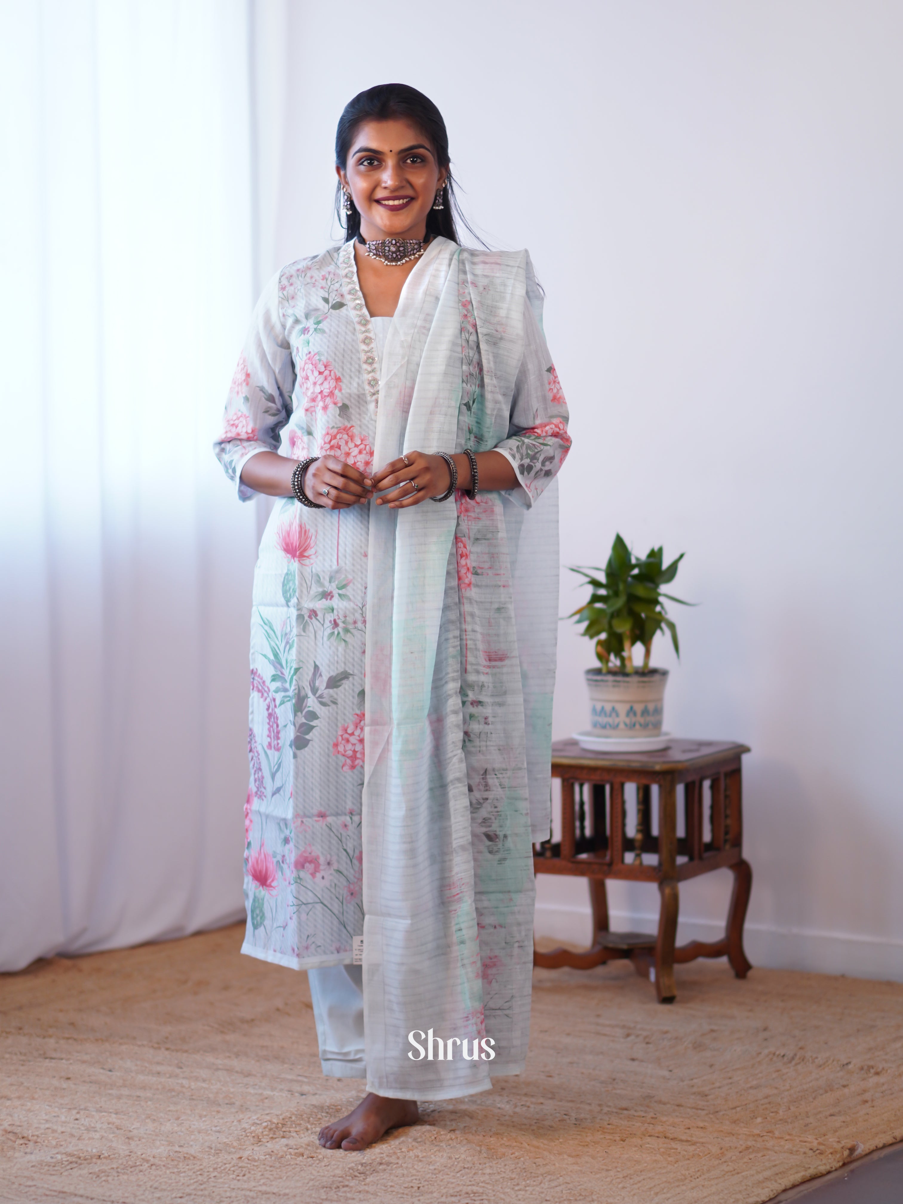 Blue & White -3 pc Readymade Suits - Shop on ShrusEternity.com