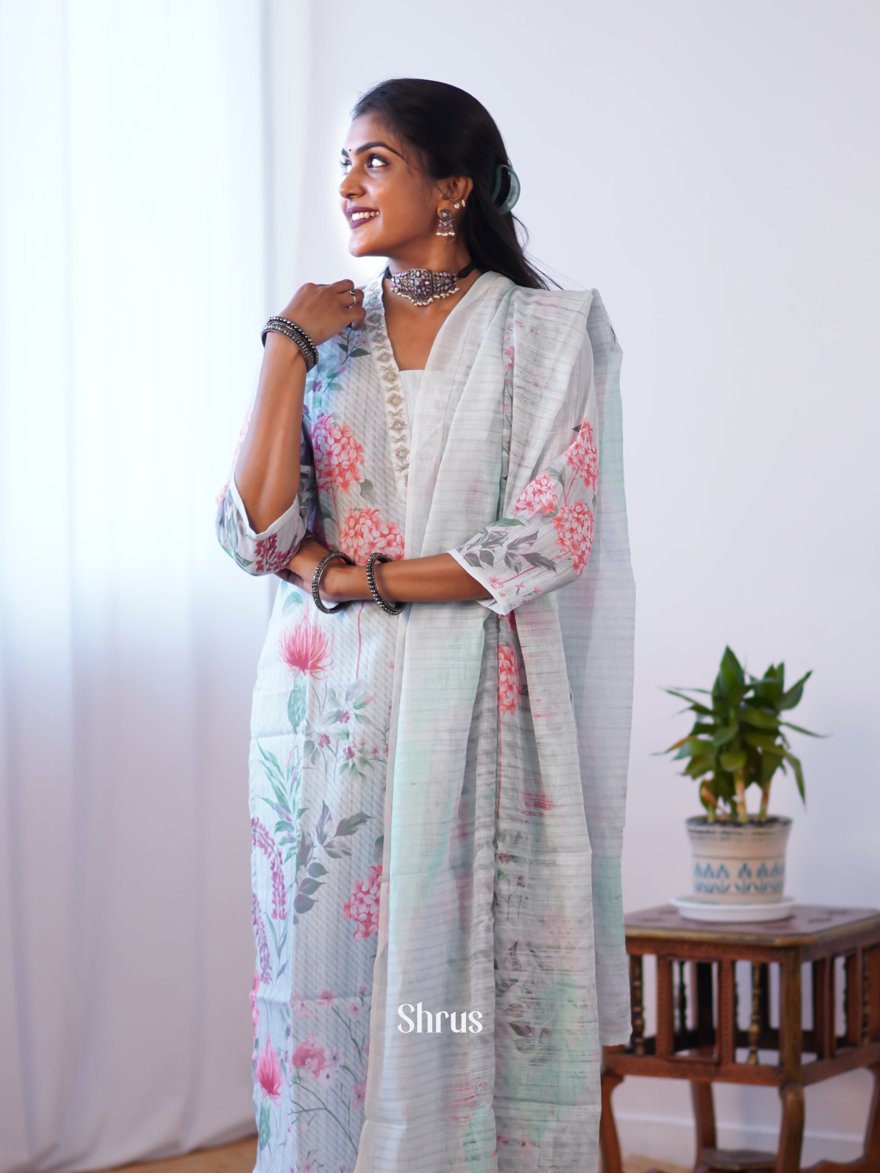 Blue & White -3 pc Readymade Suits - Shop on ShrusEternity.com