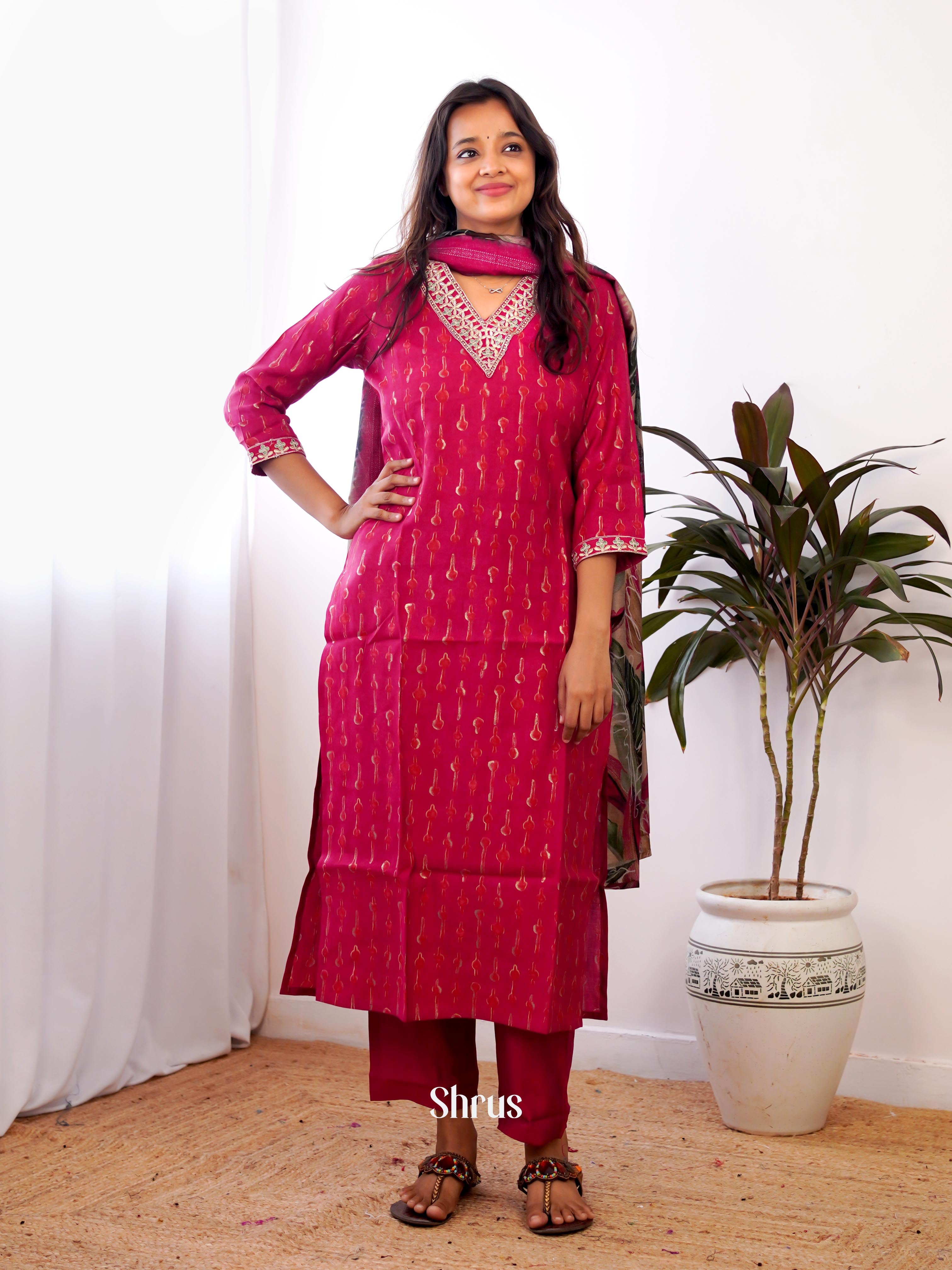 Red -3pc Readymade Suits - Shop on ShrusEternity.com