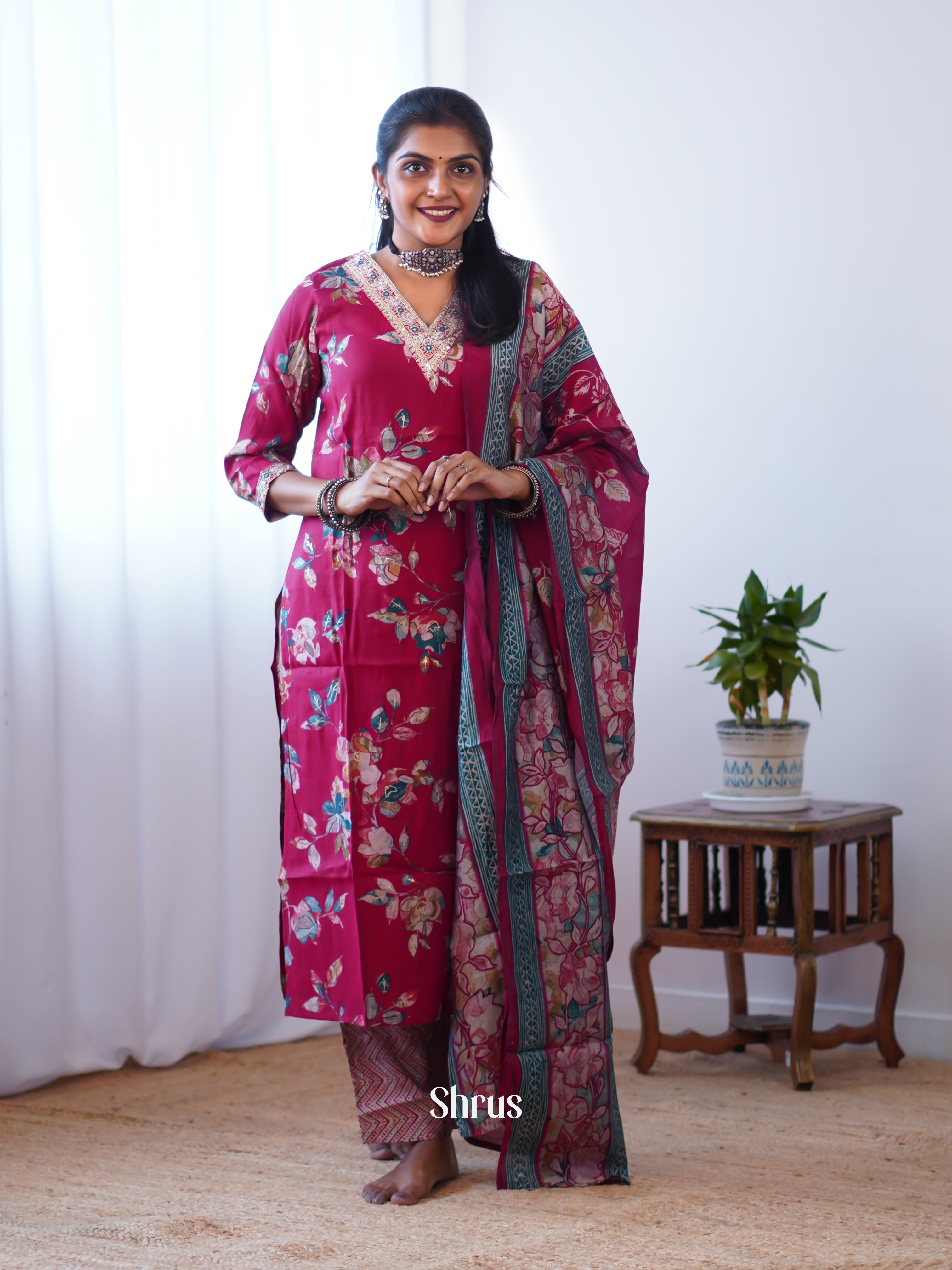 Purple - 3pc printed Readymade Suits - Shop on ShrusEternity.com