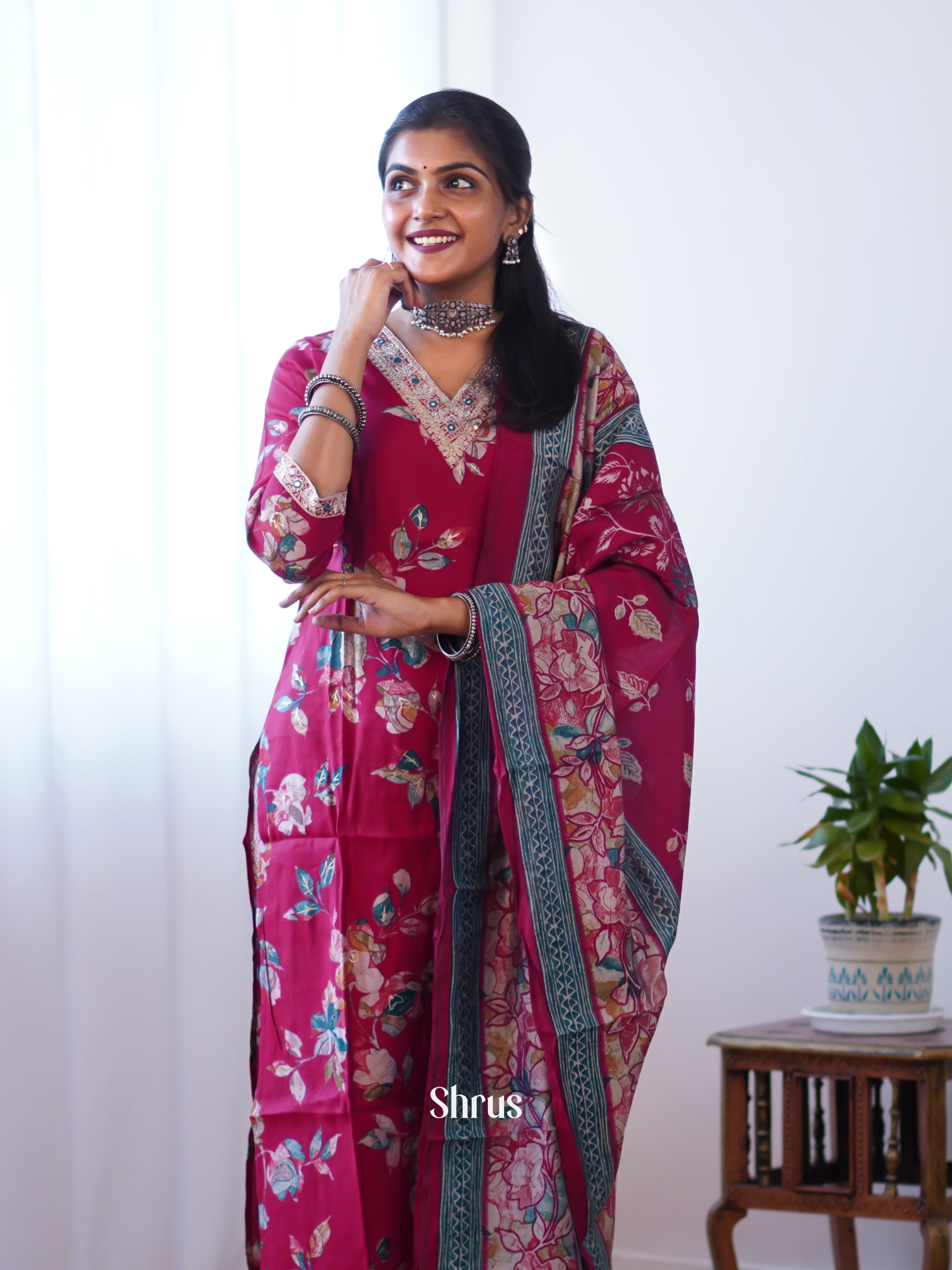 Purple - 3pc printed Readymade Suits - Shop on ShrusEternity.com