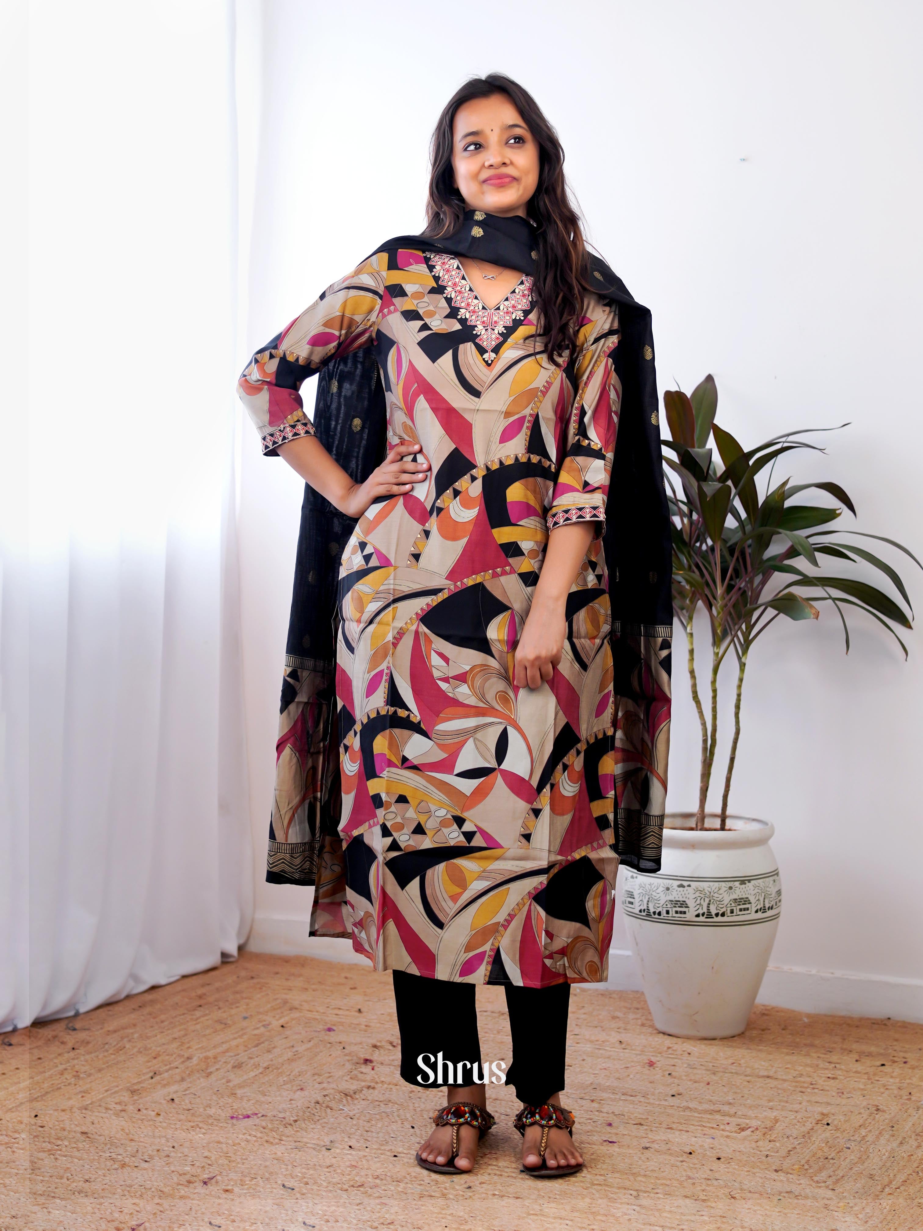 Grey & Black - 3pc Readymade Suits - Shop on ShrusEternity.com