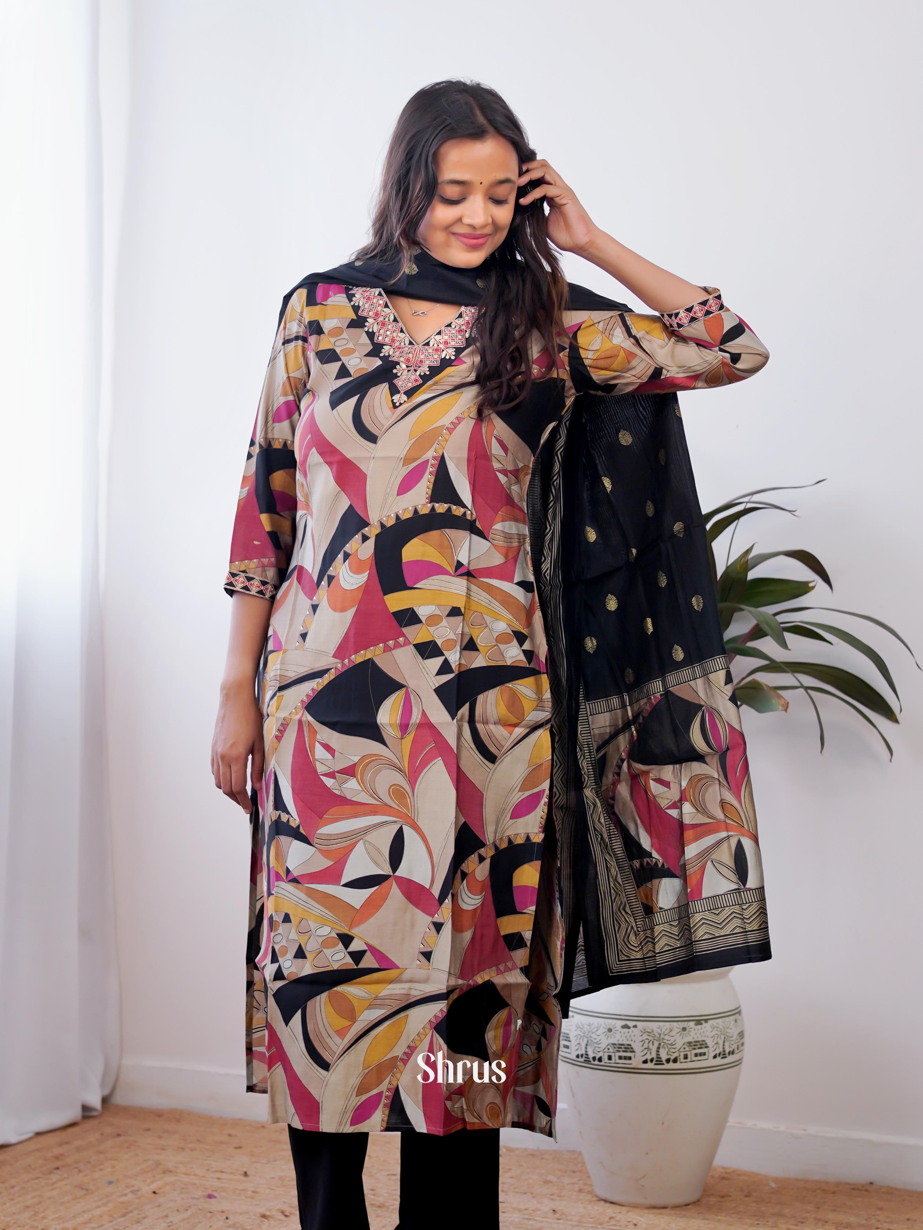 Grey & Black - 3pc Readymade Suits - Shop on ShrusEternity.com