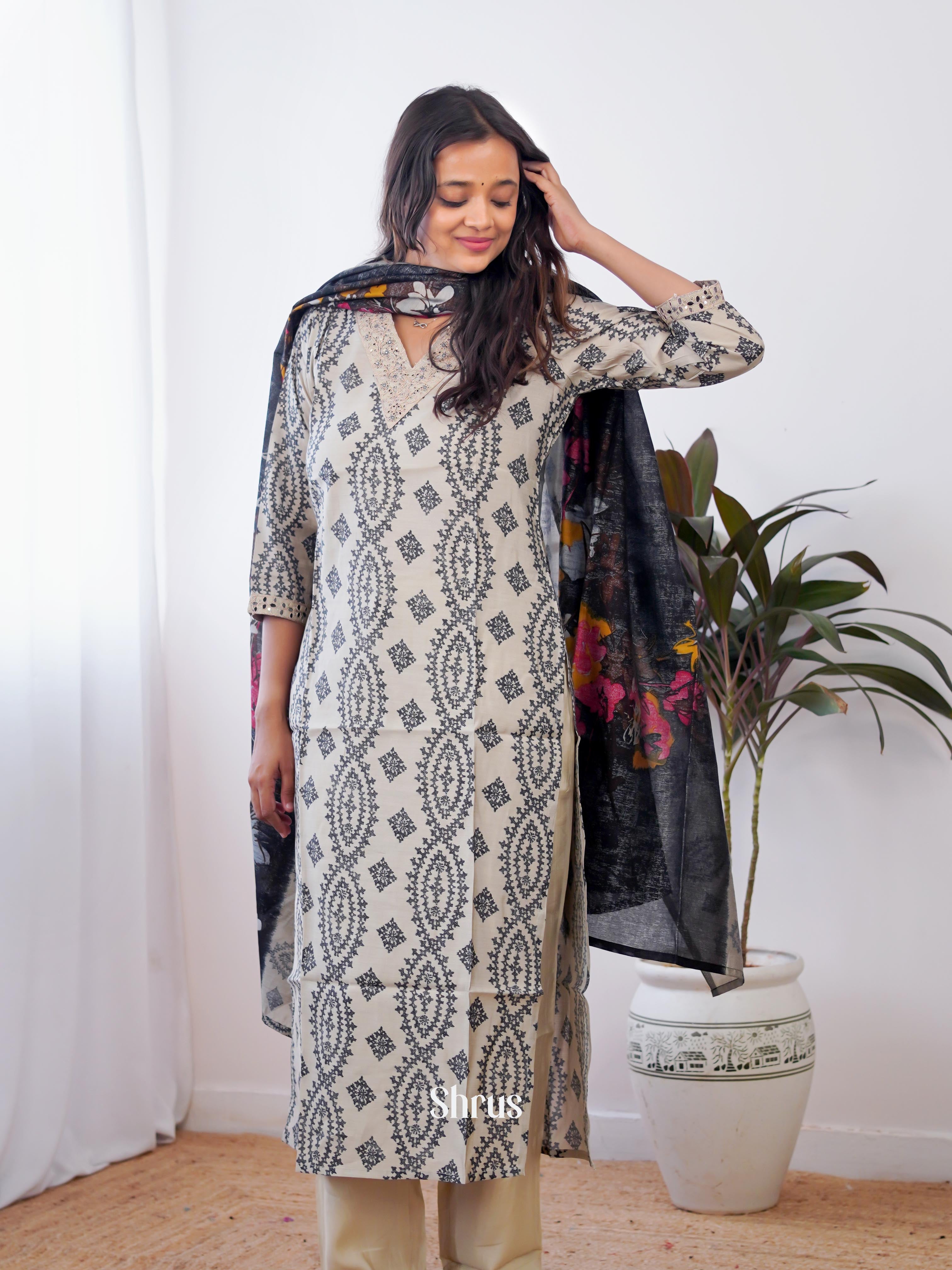 Grey & Black-3pc Readymade Suits - Shop on ShrusEternity.com