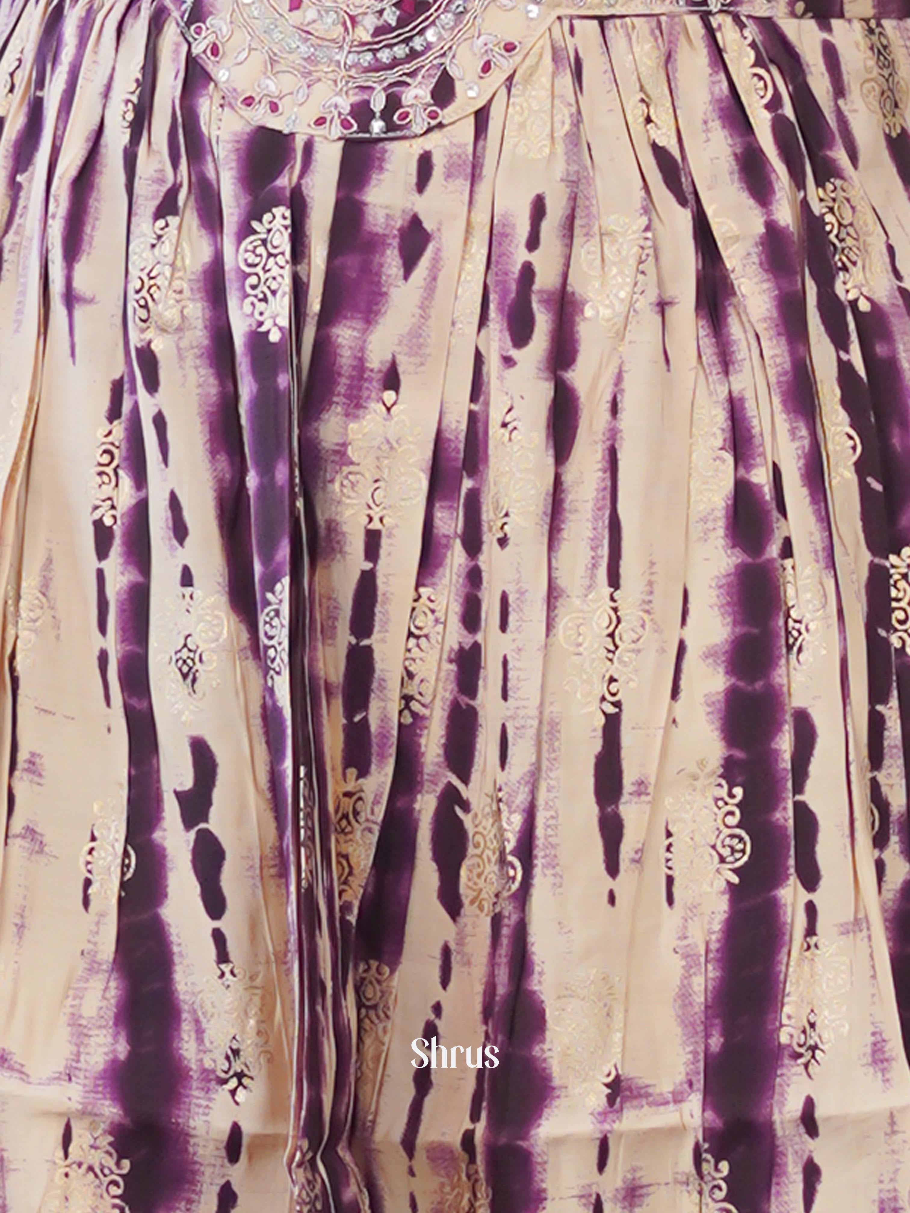 Cream & Purple - 3pc Readymade Suits - Shop on ShrusEternity.com