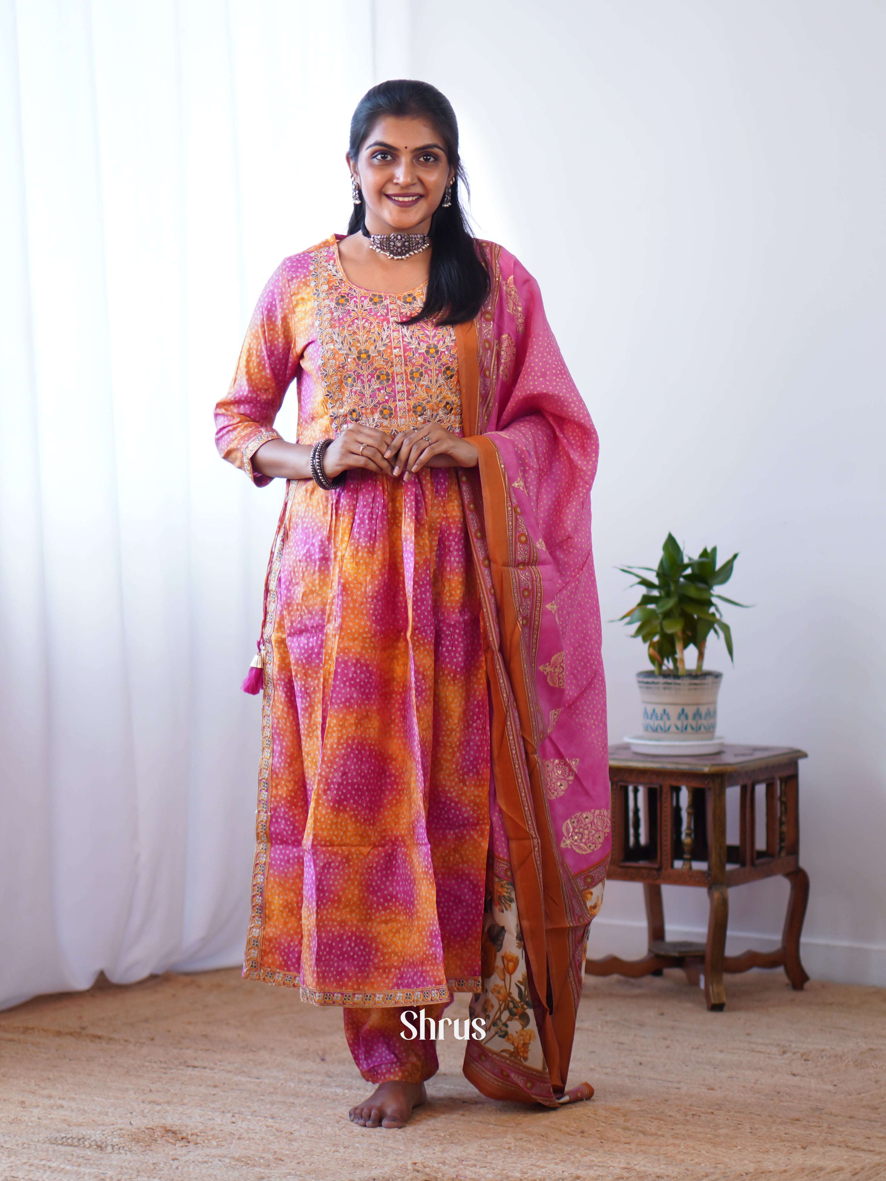 Orange & Pink - 3pc Readymade Suits - Shop on ShrusEternity.com
