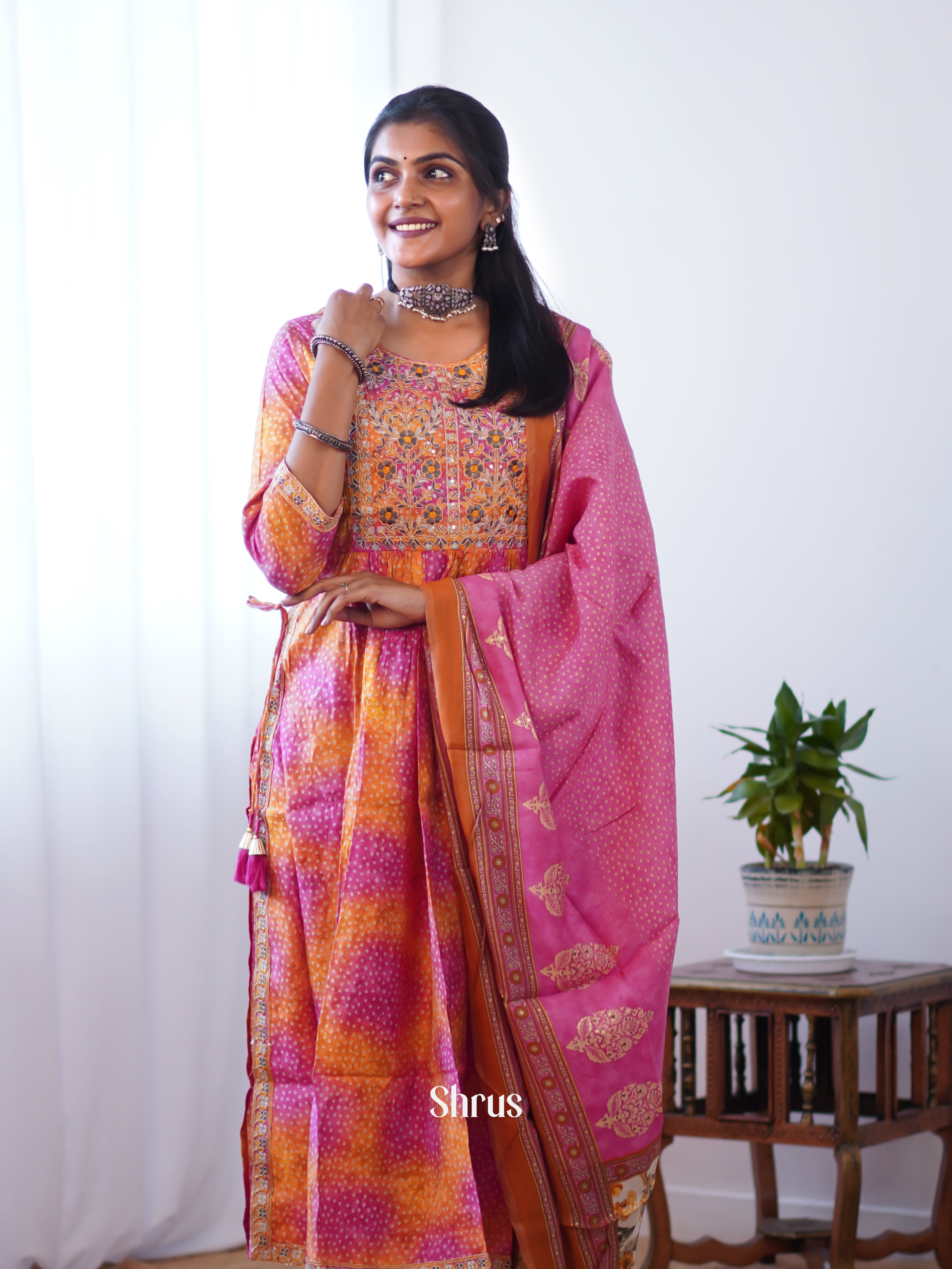 Orange & Pink - 3pc Readymade Suits - Shop on ShrusEternity.com