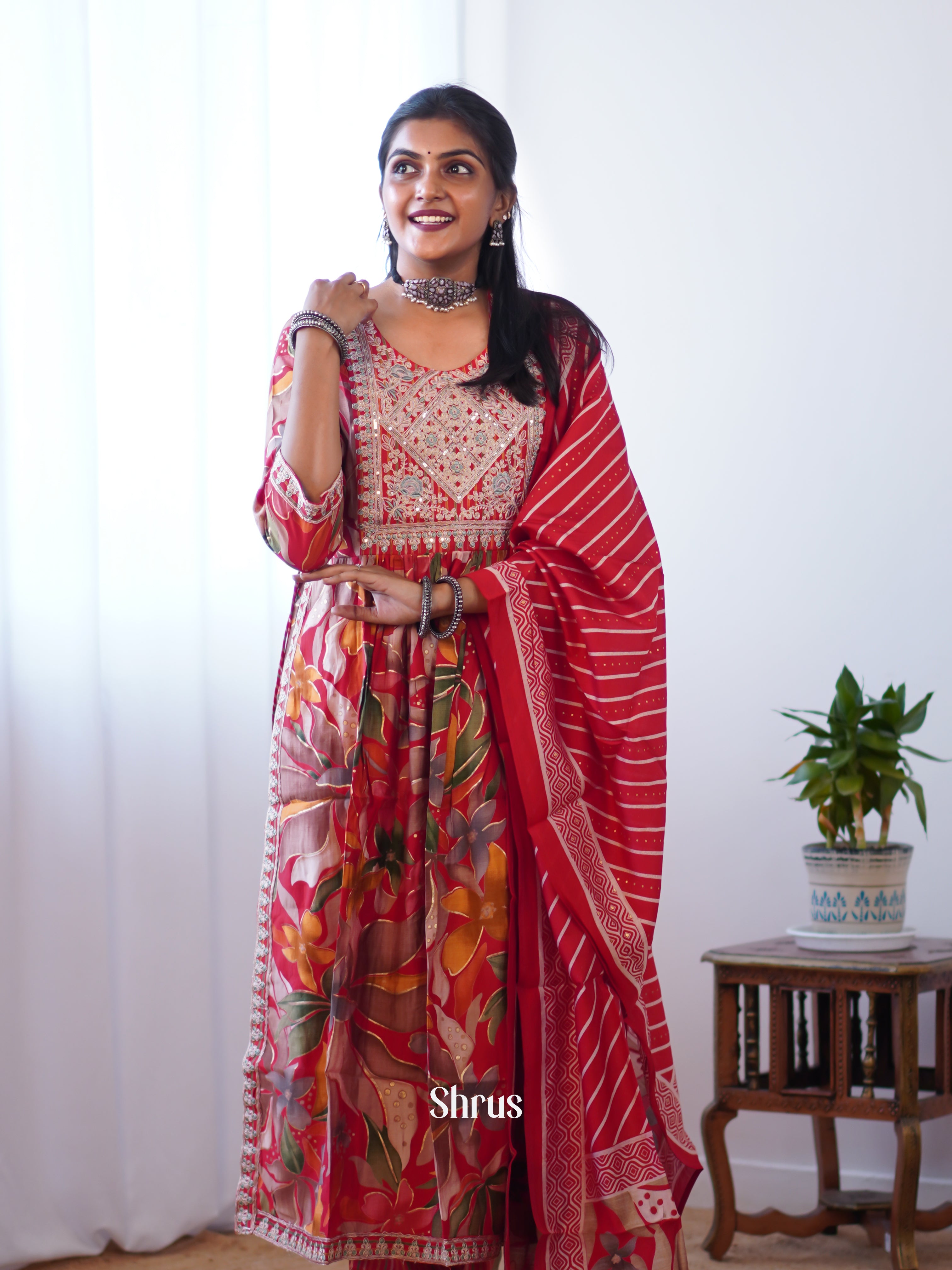 Red & Orange - 3pc Readymade Suits - Shop on ShrusEternity.com
