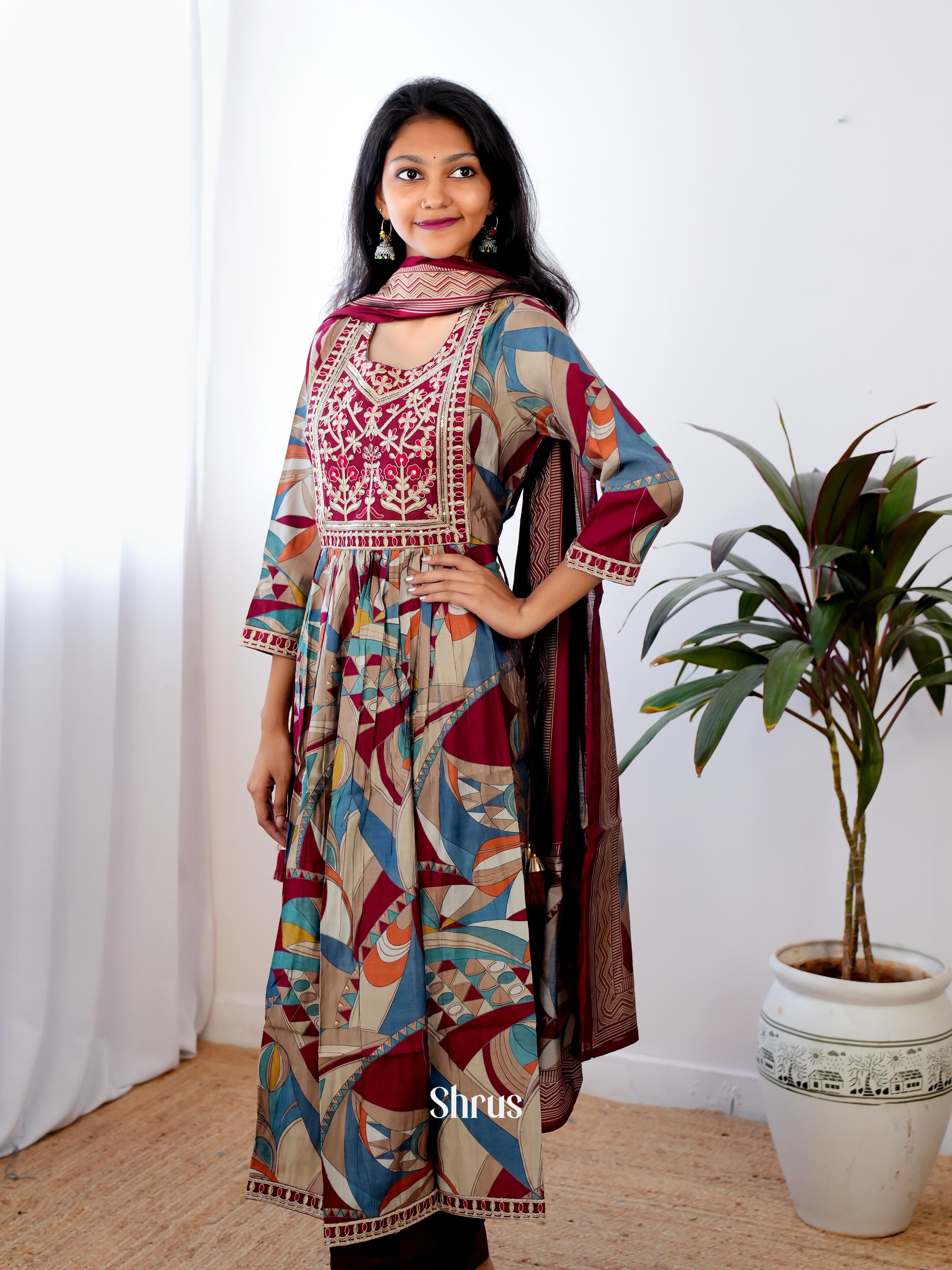 Grey & Blue- 3pc Readymade Suits - Shop on ShrusEternity.com