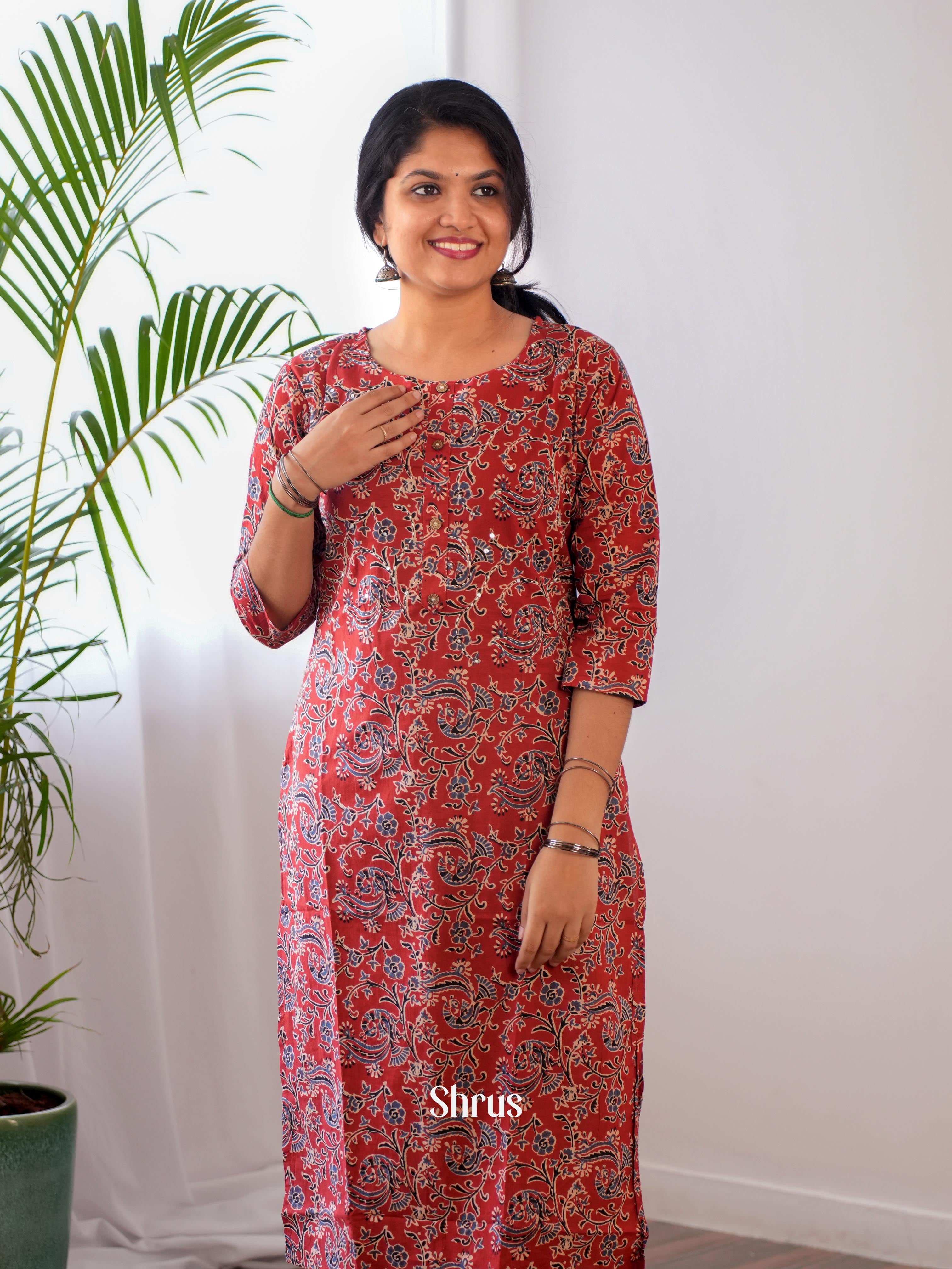 Red - Readymade Kurti - Shop on ShrusEternity.com