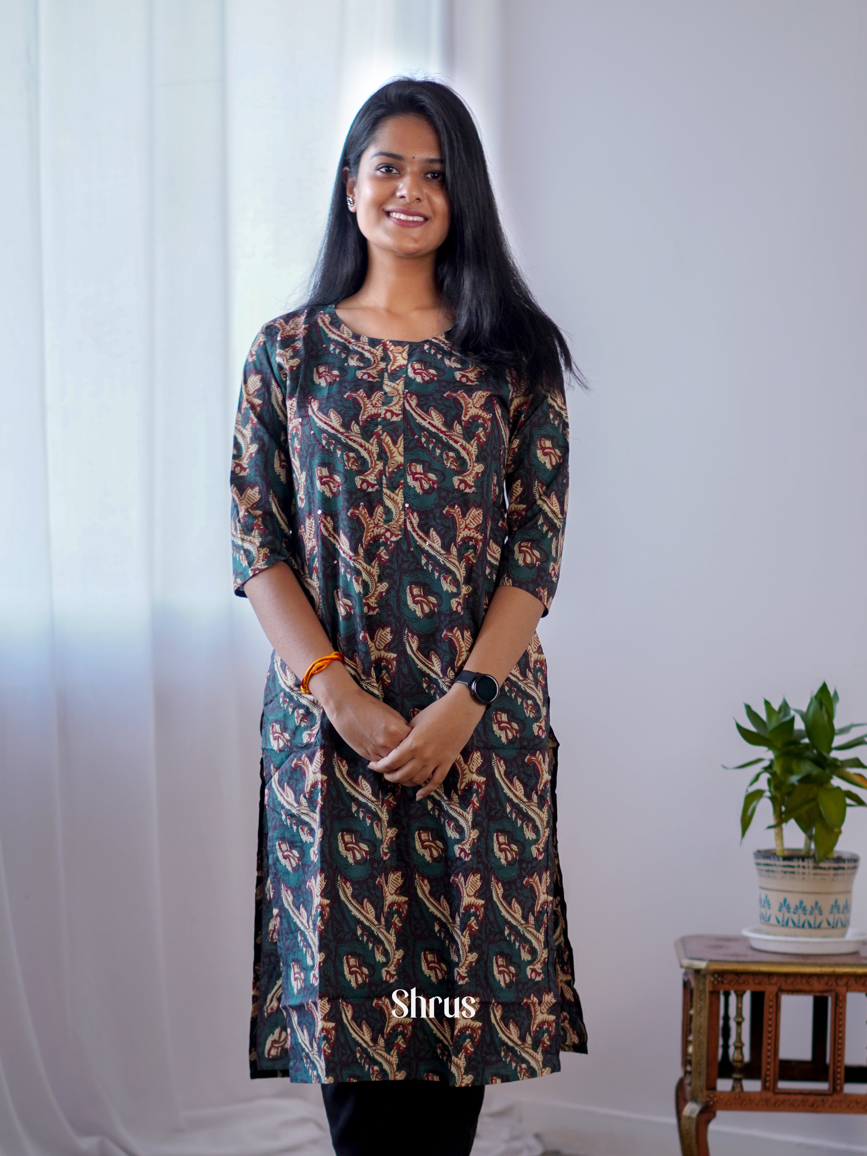 Blue - Readymade Kurti - Shop on ShrusEternity.com