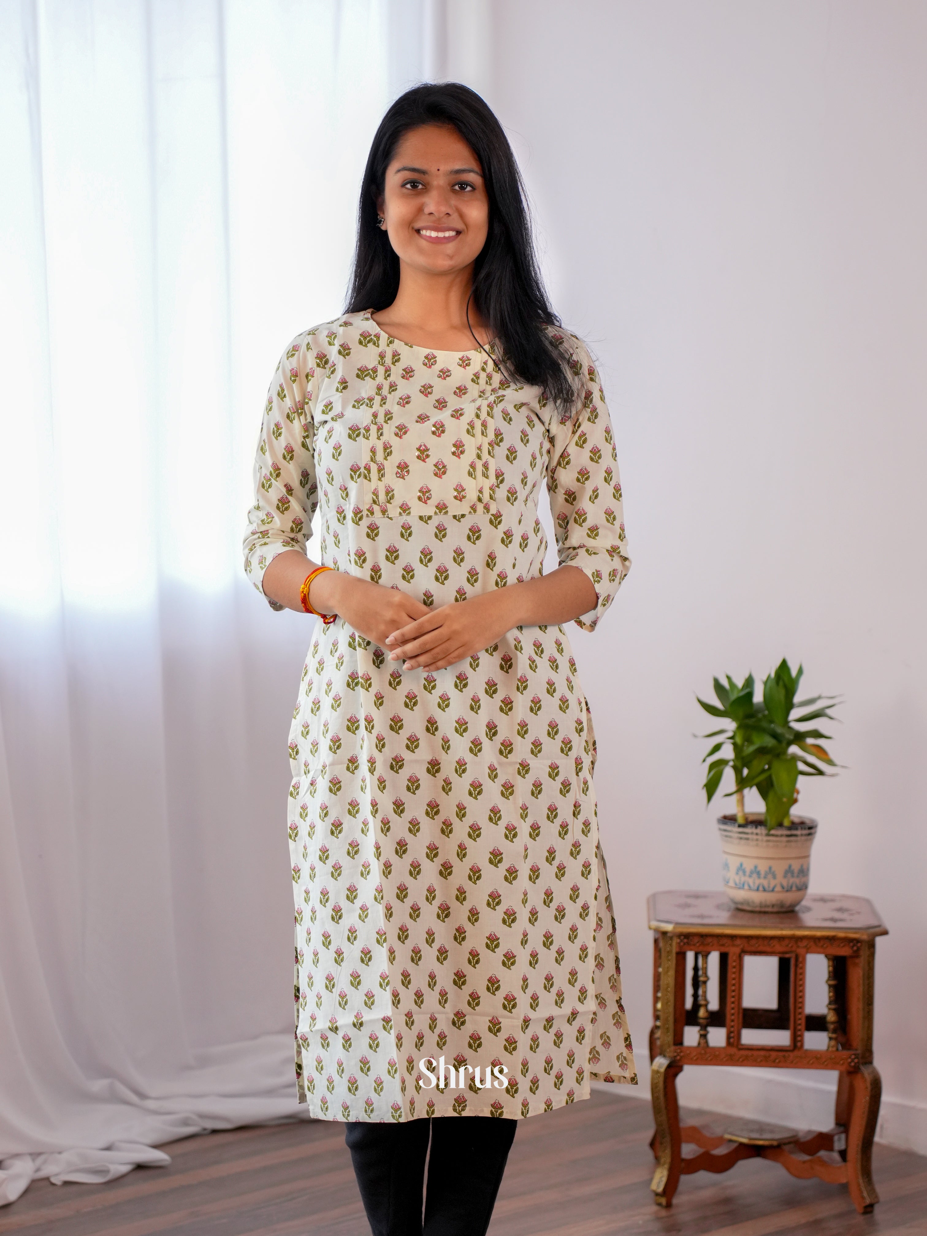 Cream - Readymade Kurti - Shop on ShrusEternity.com