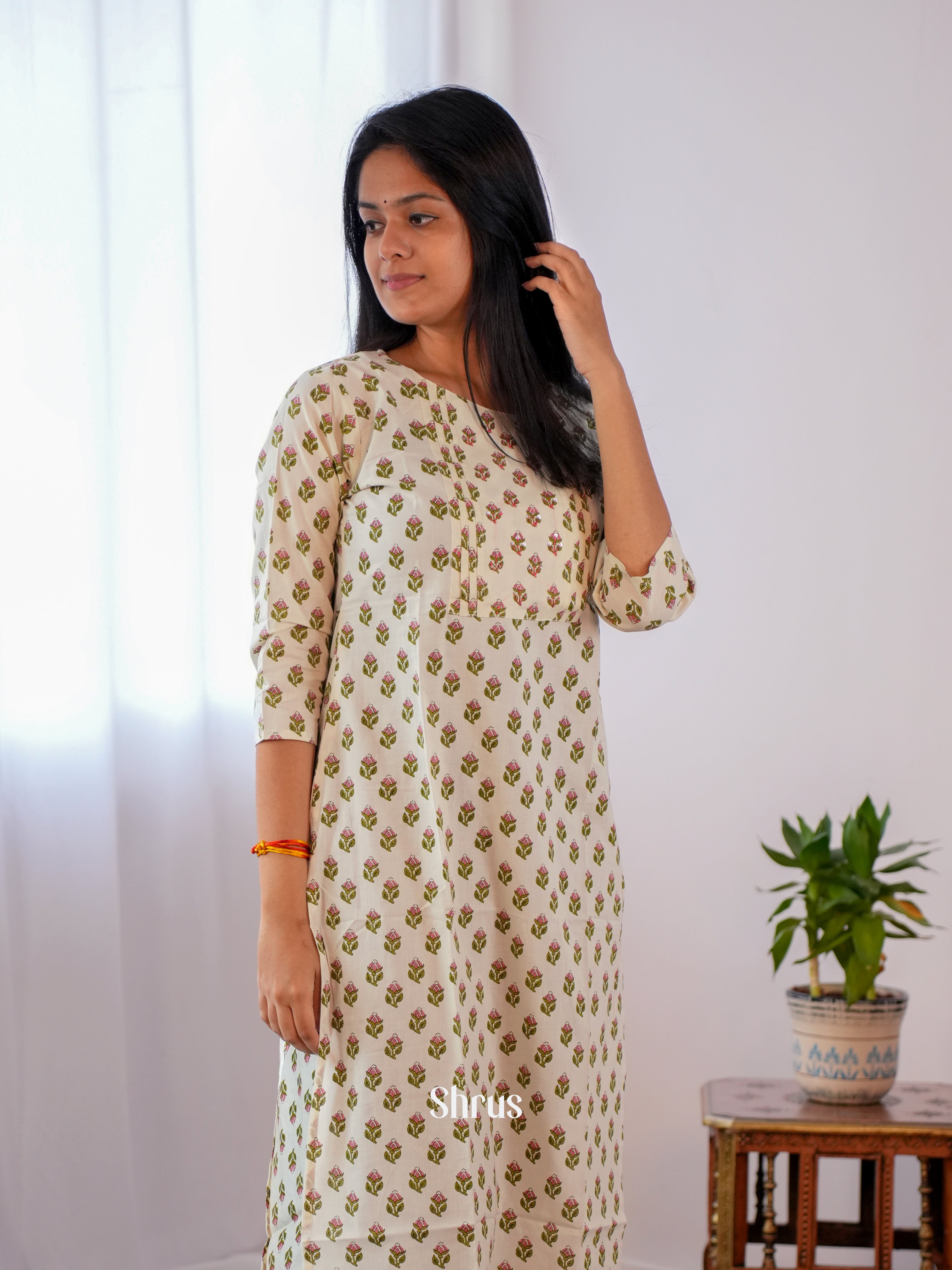 Cream - Readymade Kurti - Shop on ShrusEternity.com