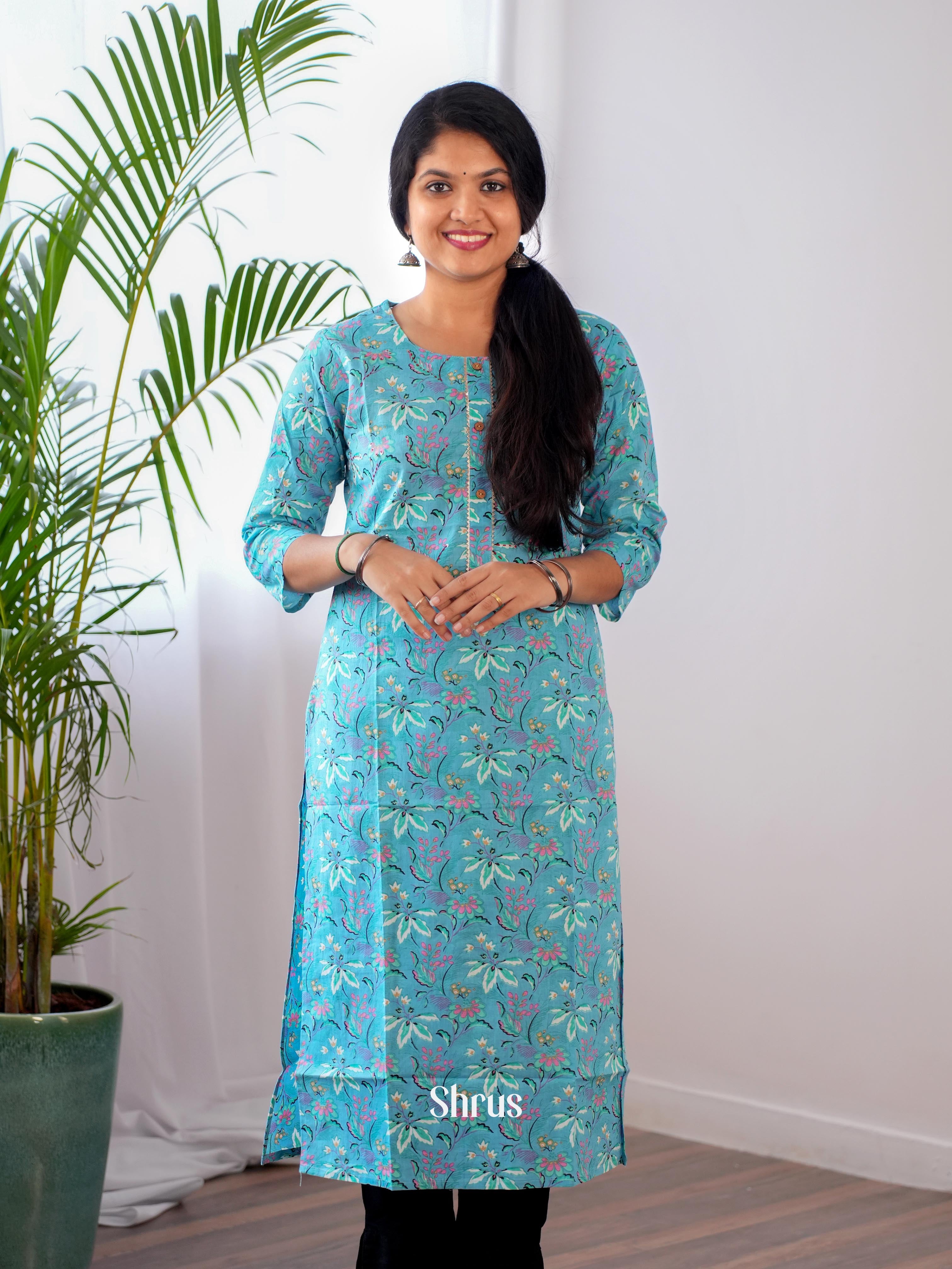Blue - Readymade Kurti - Shop on ShrusEternity.com