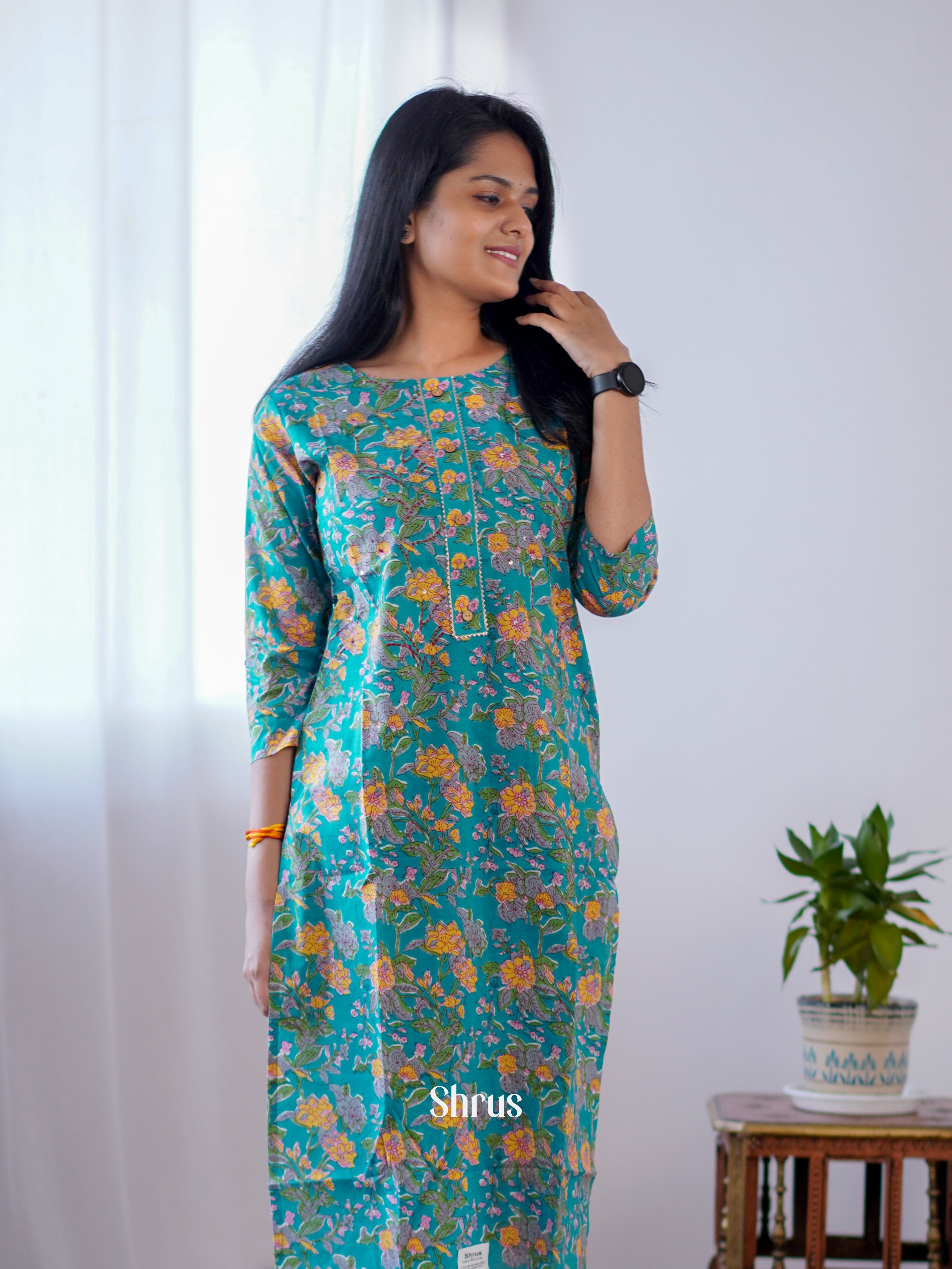 Blue - Readymade Kurti - Shop on ShrusEternity.com