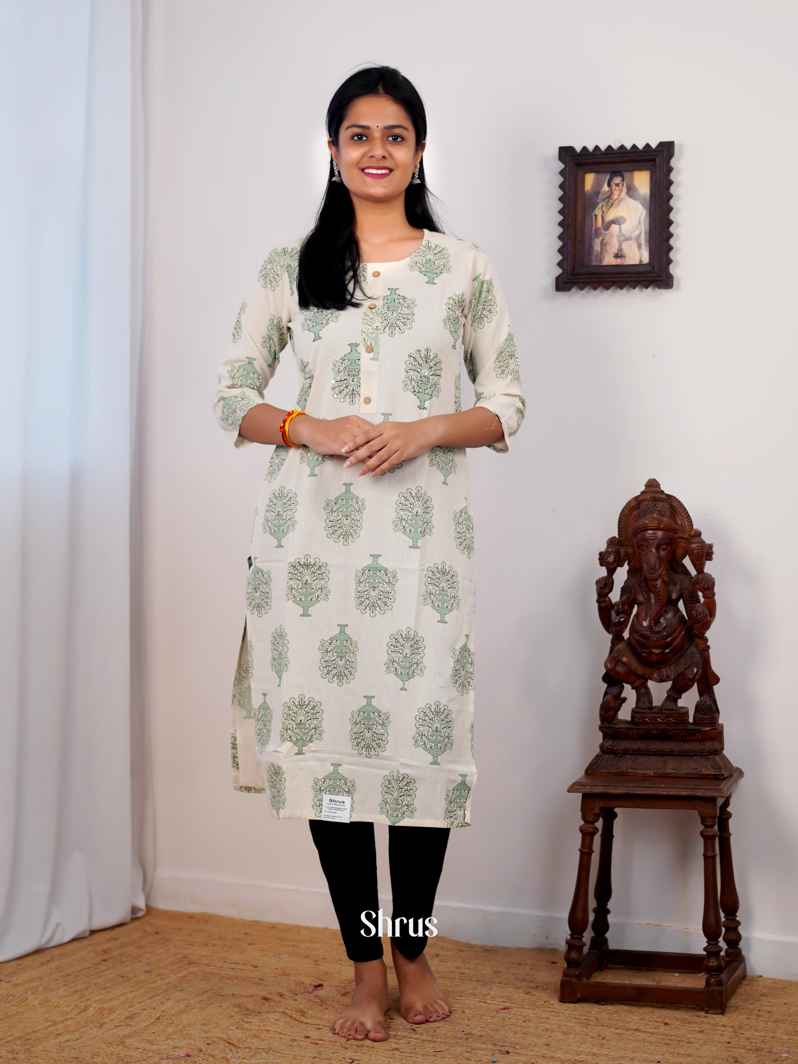Cream - Readymade Kurti - Shop on ShrusEternity.com