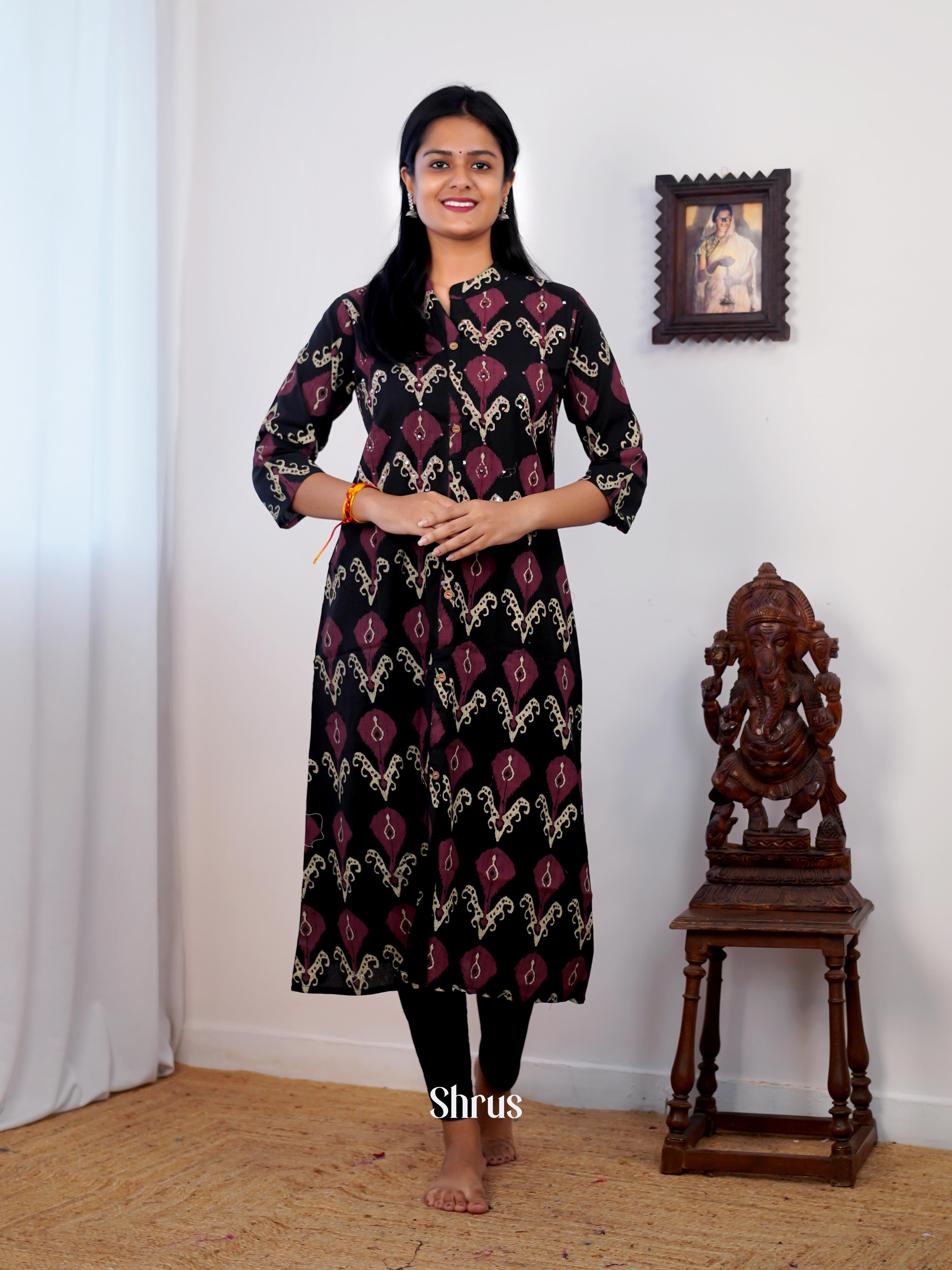 Black - Readymade Kurti - Shop on ShrusEternity.com