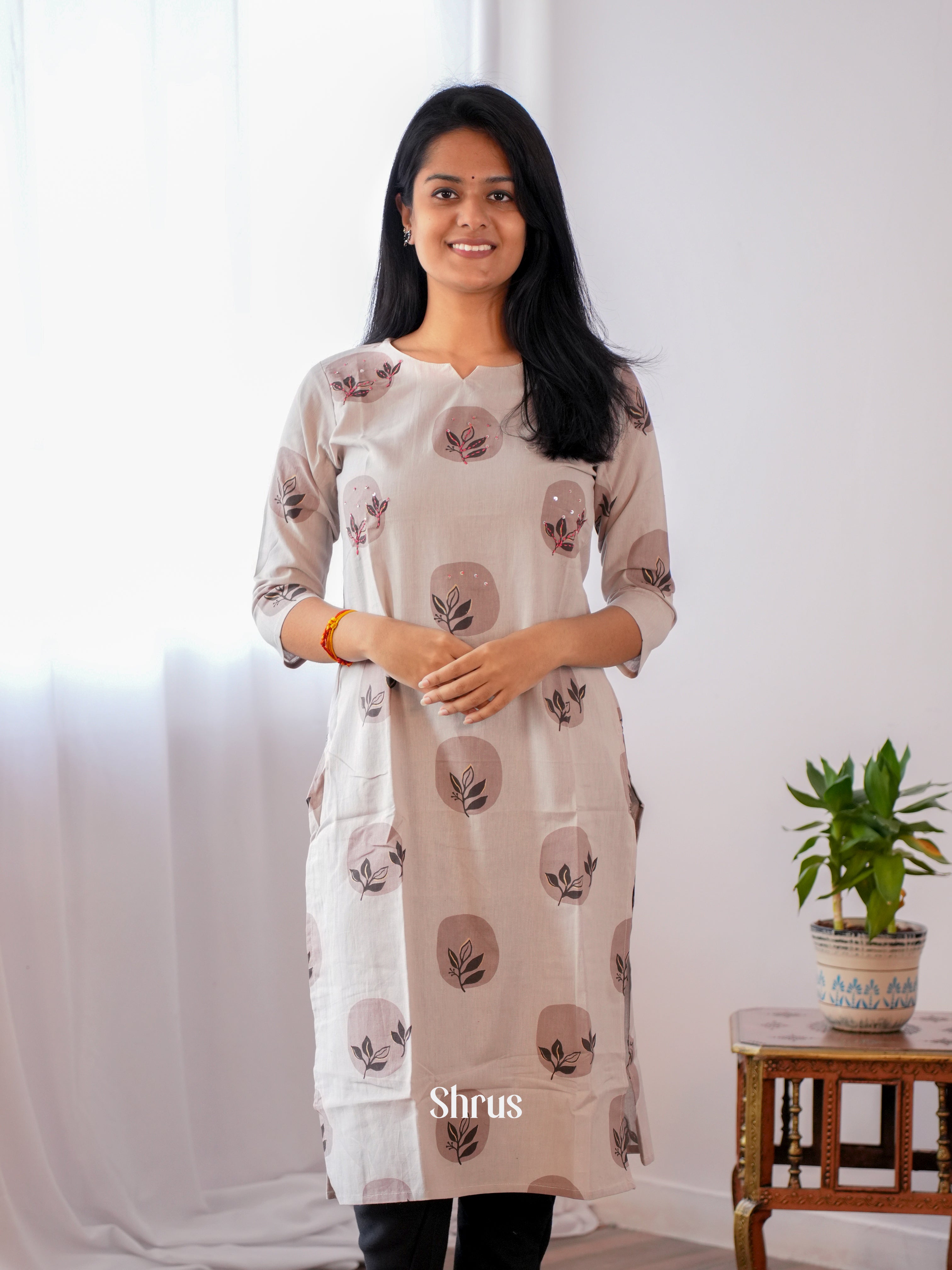 Cream - Readymade Kurti - Shop on ShrusEternity.com