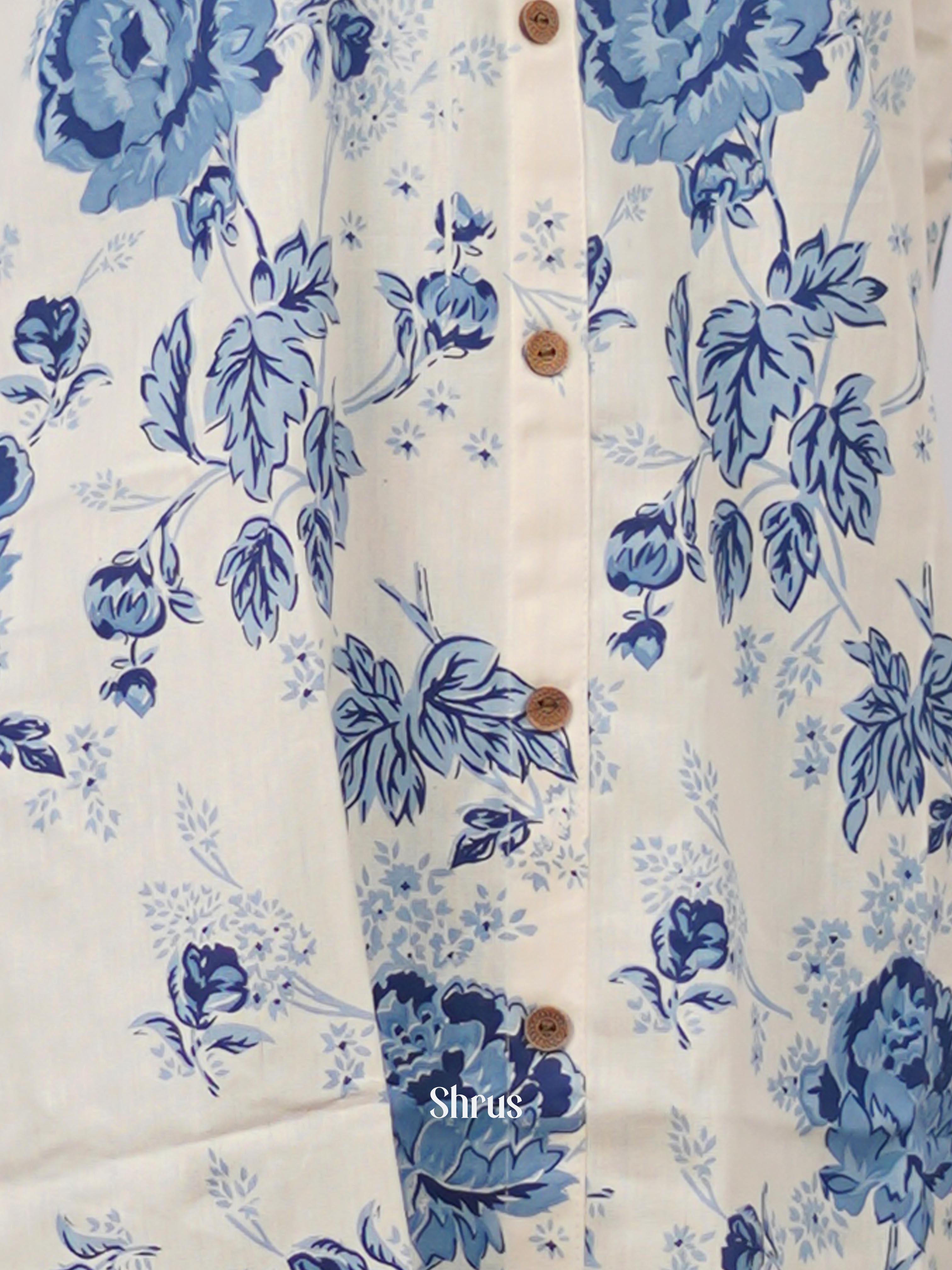 Cream & Blue - Readymade Kurti - Shop on ShrusEternity.com