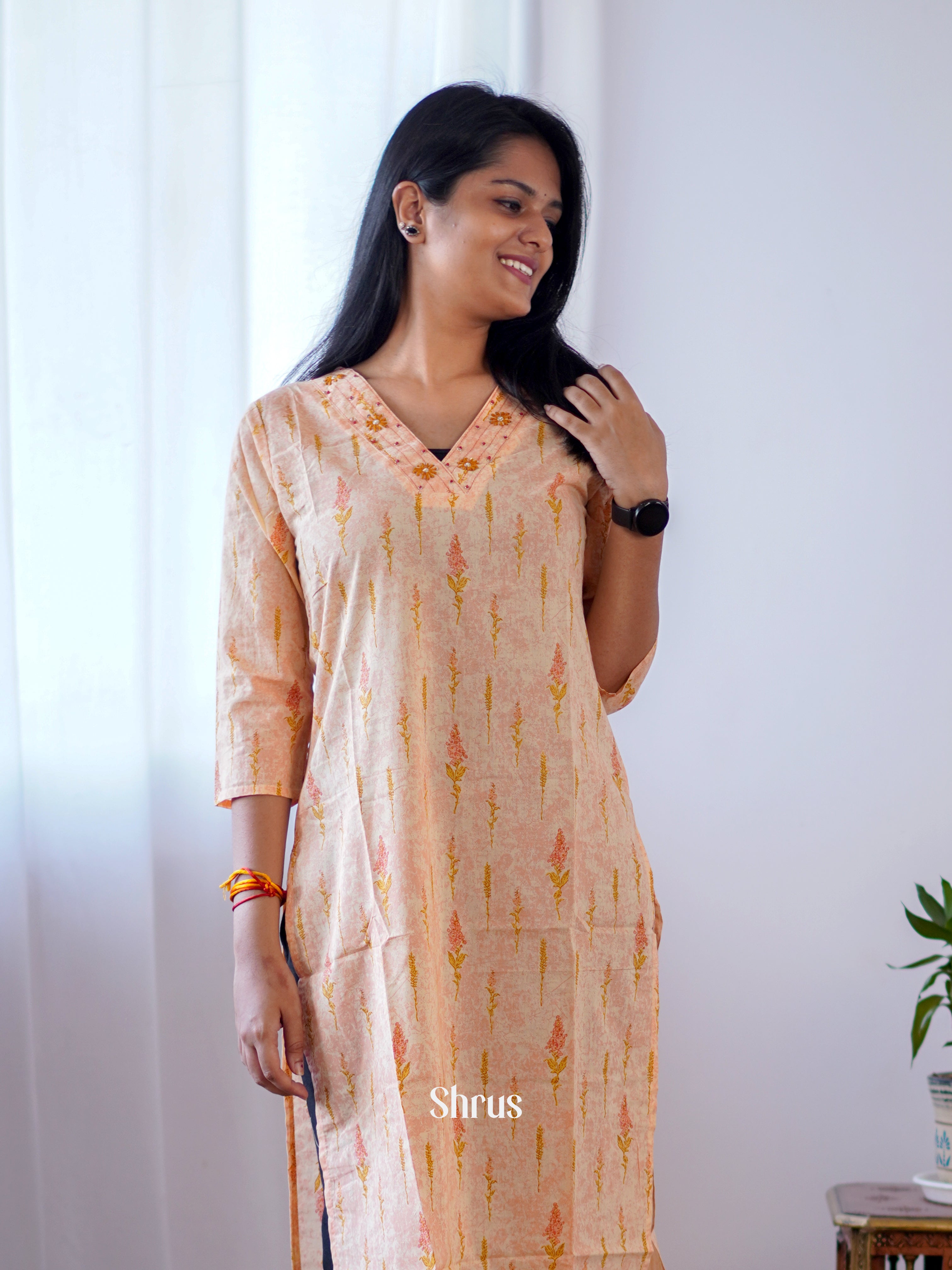 Pale Orange - Readymade Kurti - Shop on ShrusEternity.com