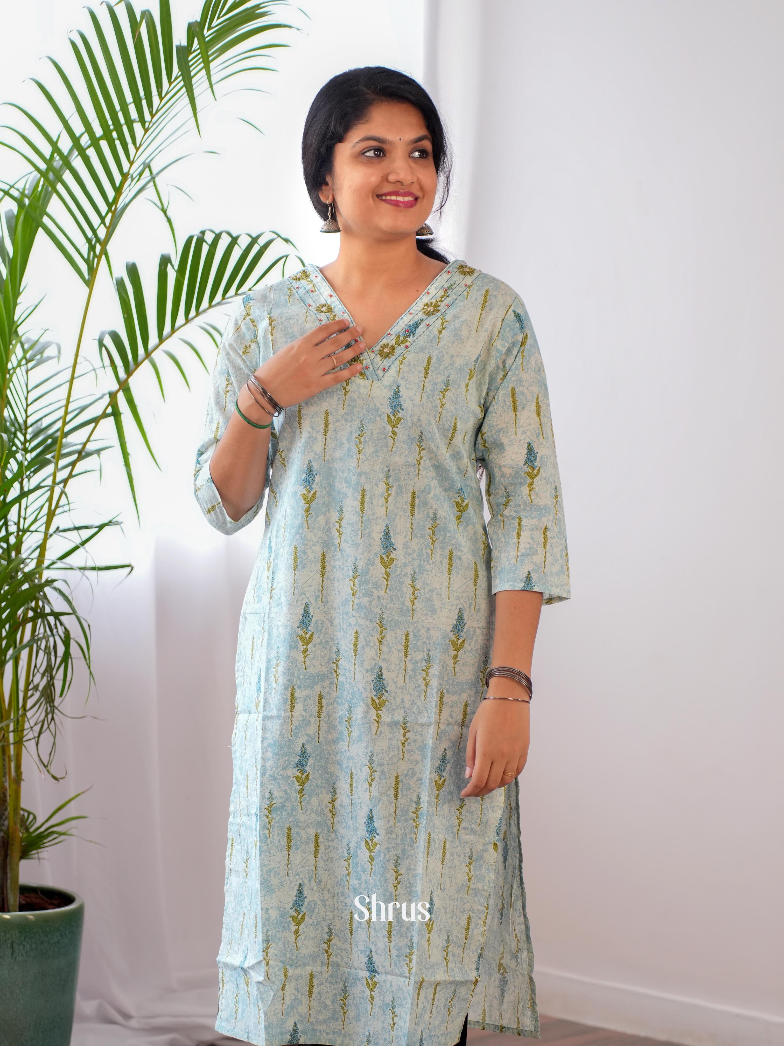 Blue- Readymade Kurti - Shop on ShrusEternity.com