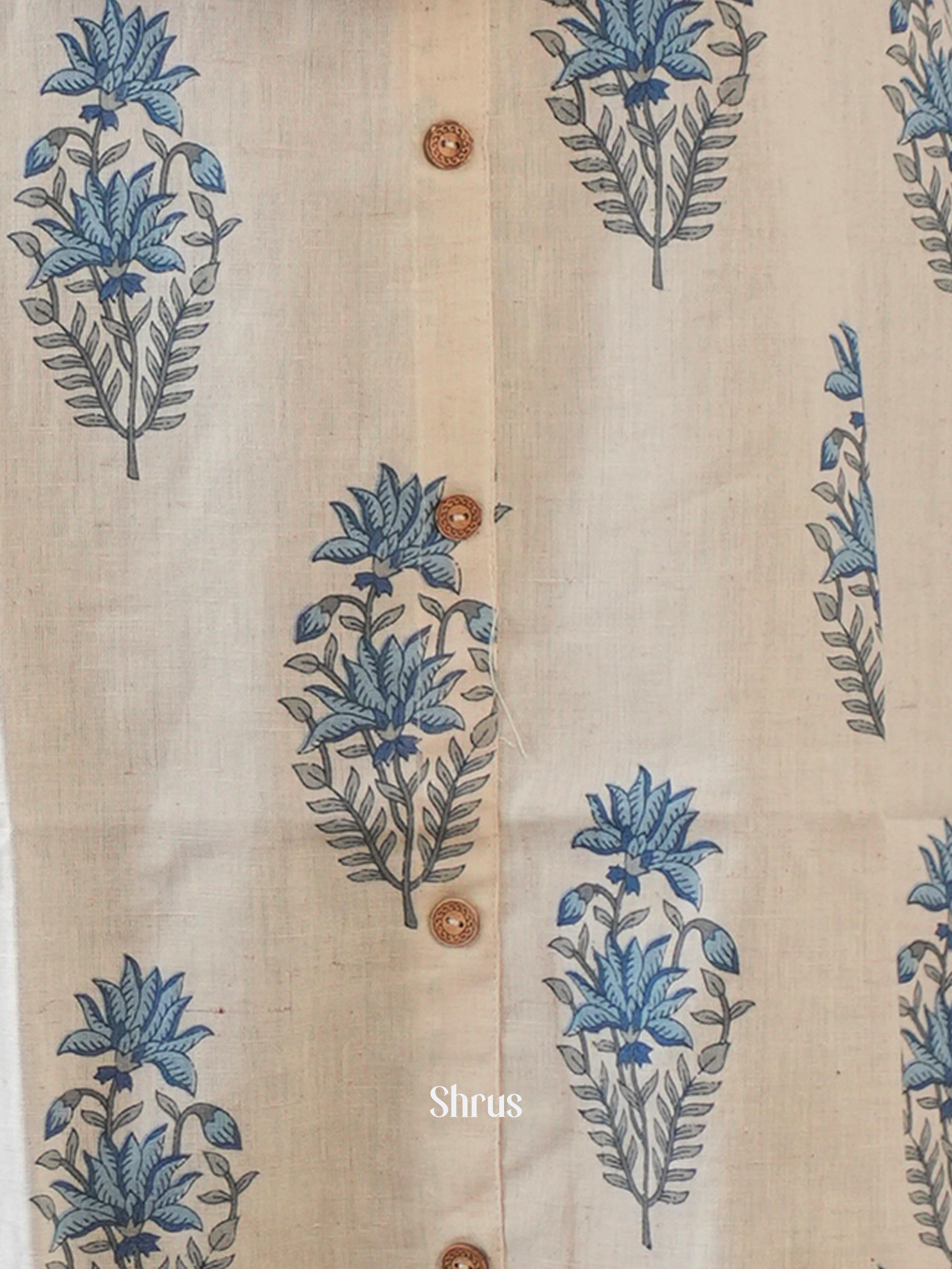 Cream & Blue - Readymade Kurti - Shop on ShrusEternity.com