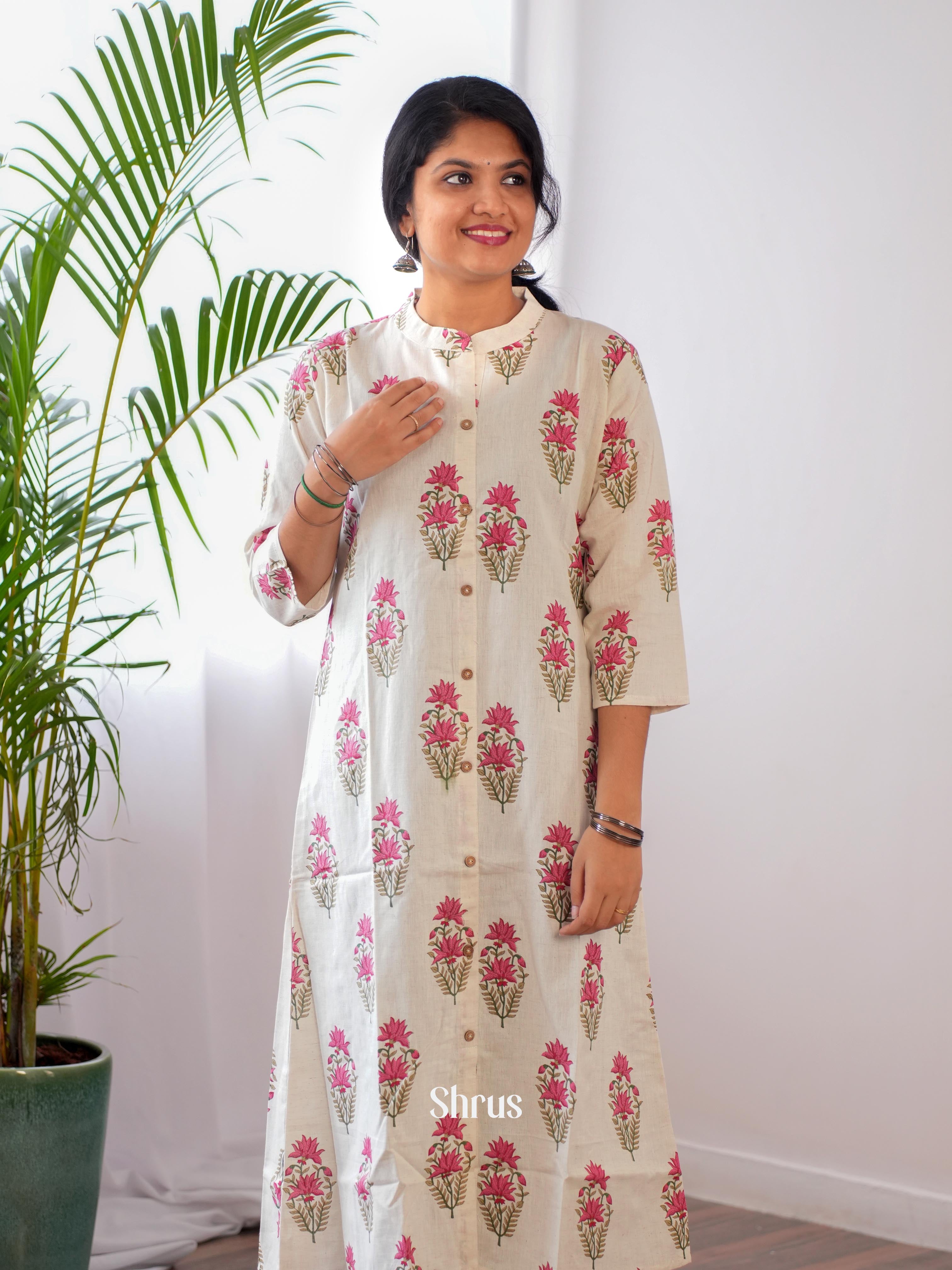 White & Pink - Readymade Kurti - Shop on ShrusEternity.com
