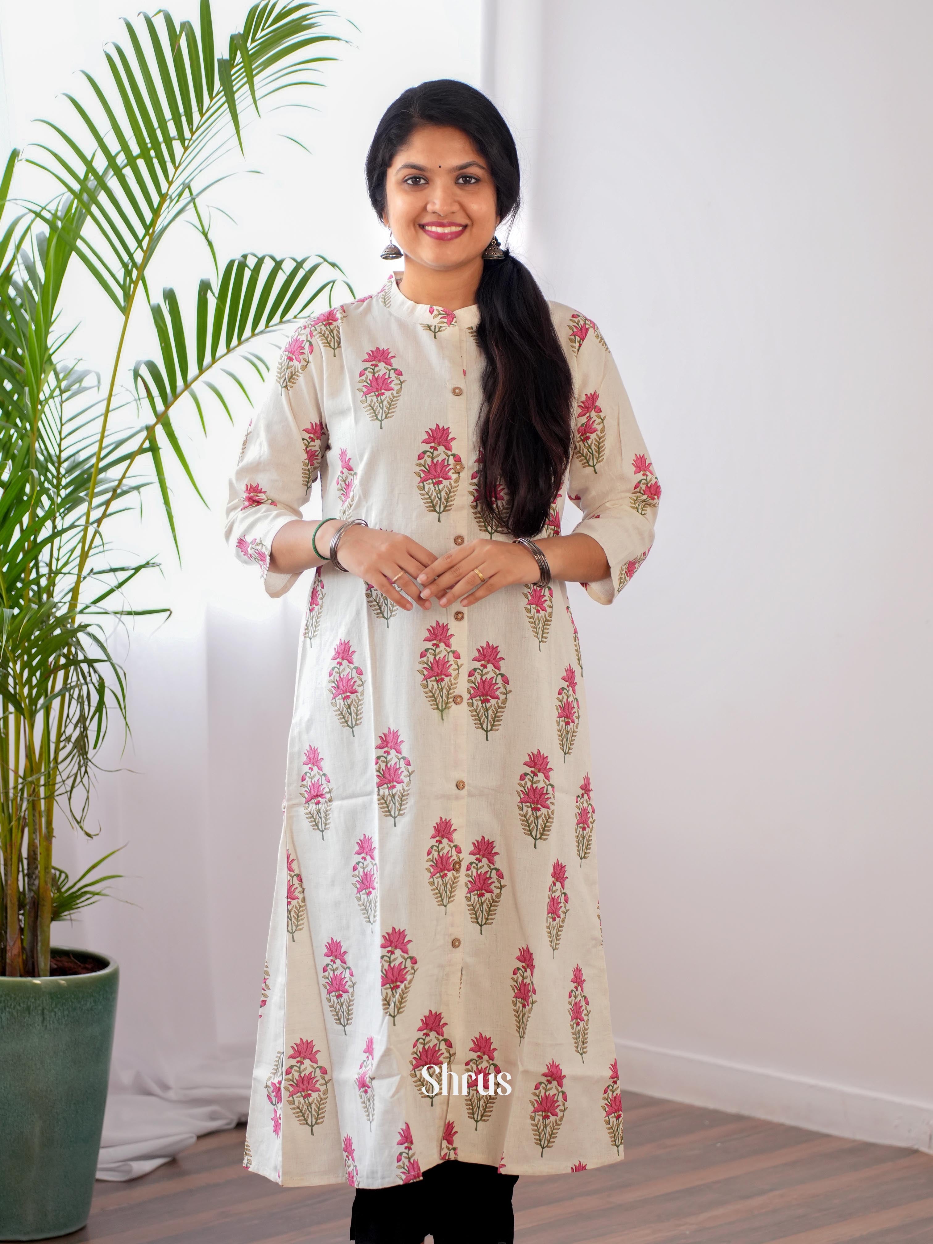White & Pink - Readymade Kurti - Shop on ShrusEternity.com