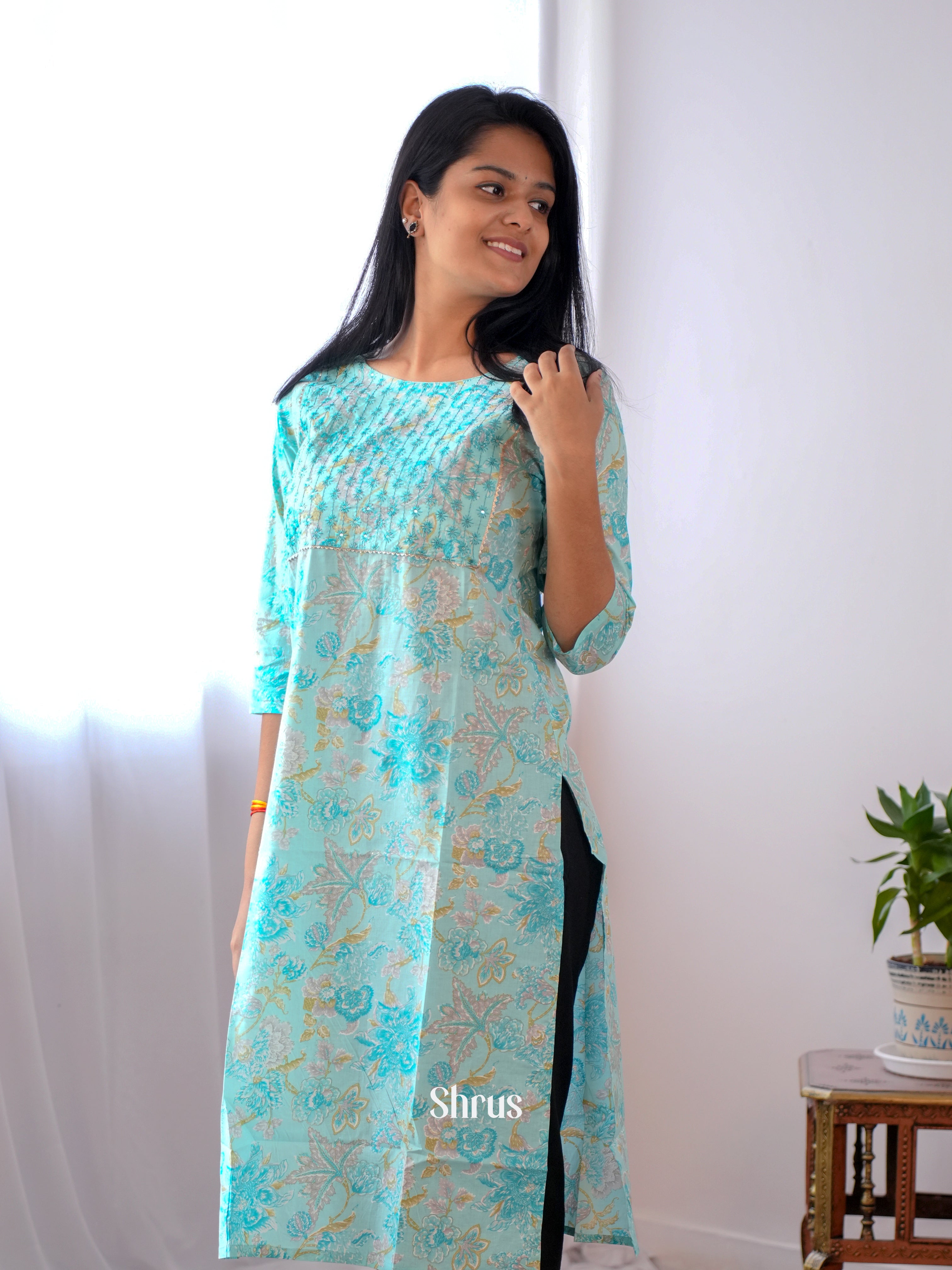 Blue - Readymade Kurti - Shop on ShrusEternity.com