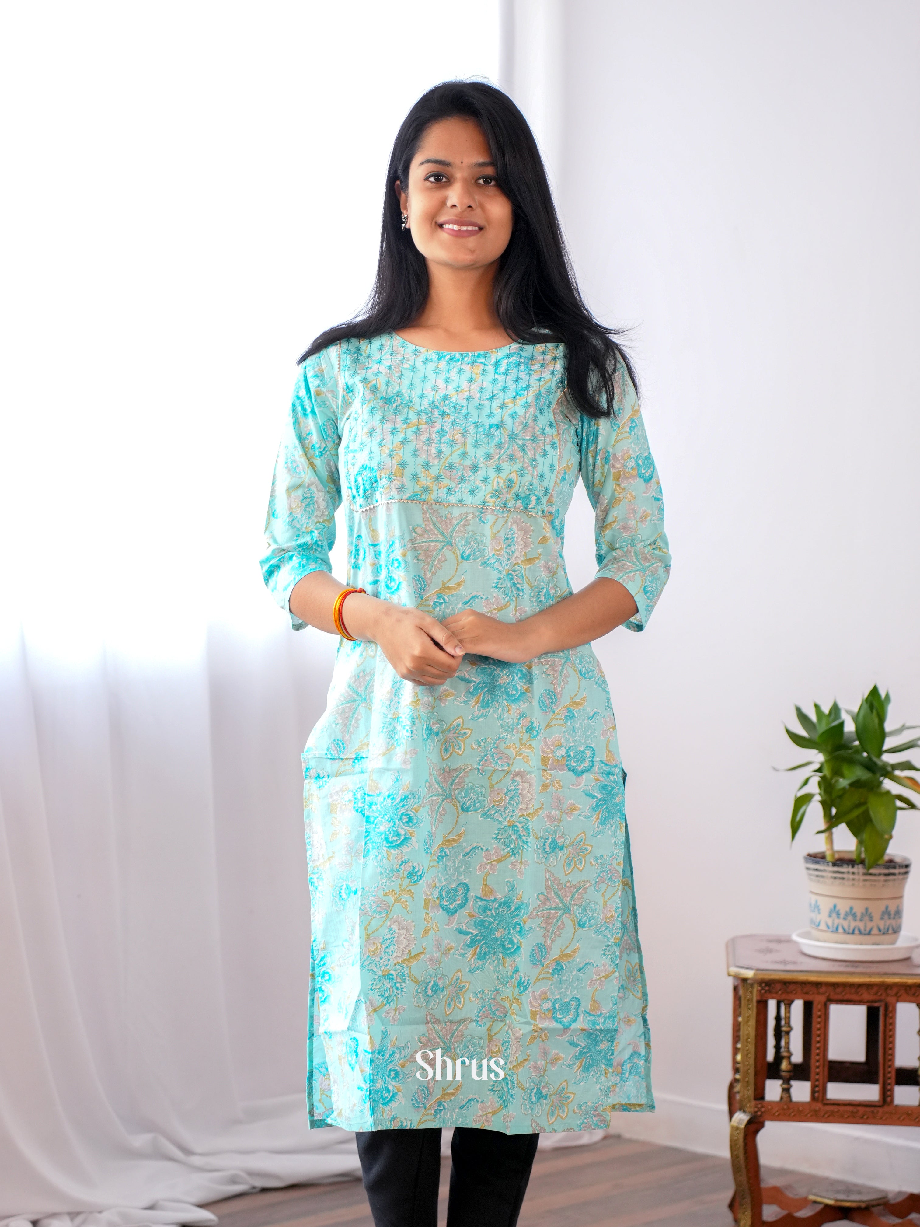 Blue - Readymade Kurti - Shop on ShrusEternity.com